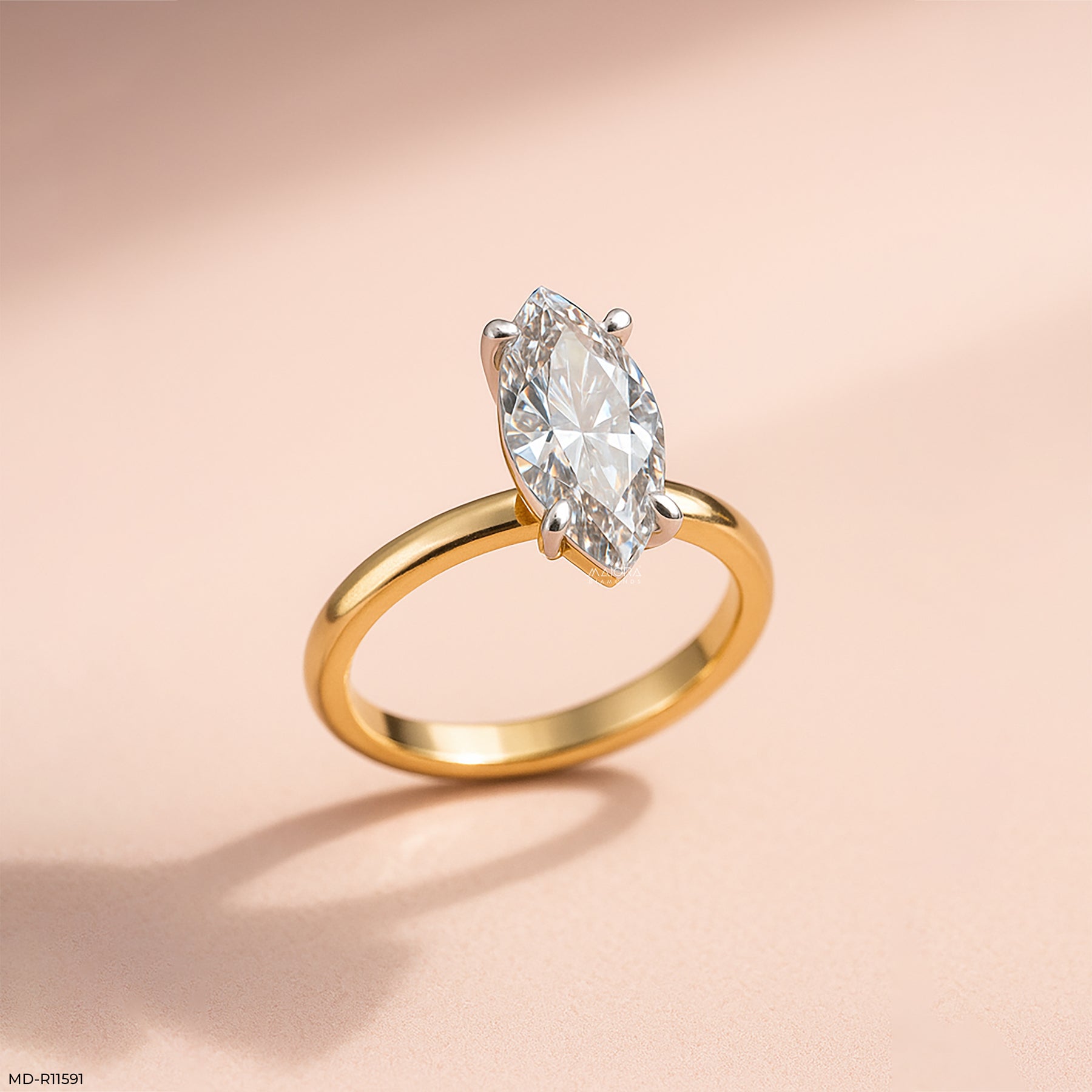 Solitaire Marquise Ring 14K Yellow Gold