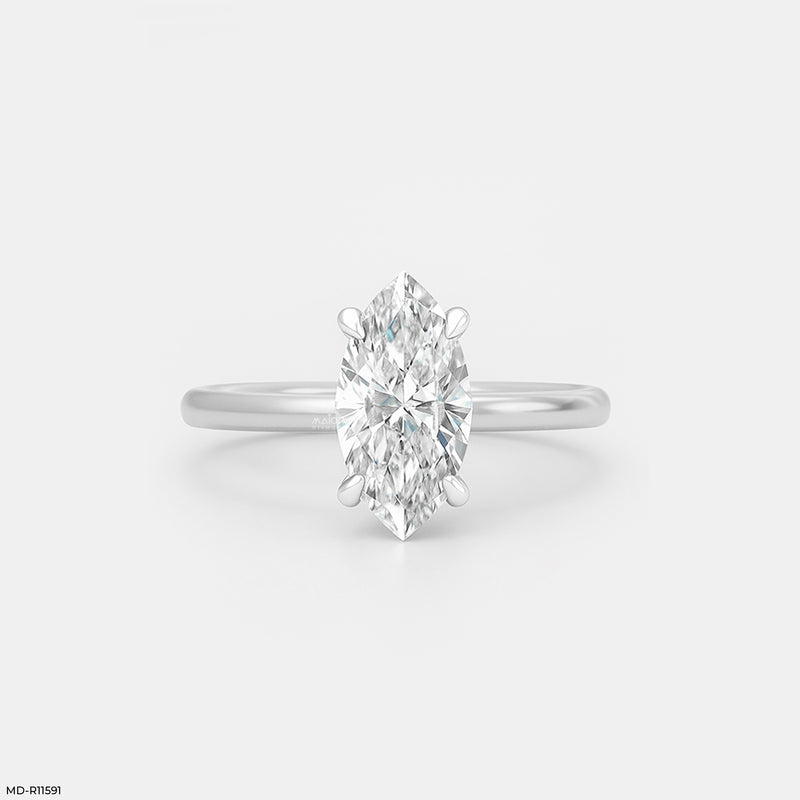 Solitaire Marquise Ring 18K White Gold
