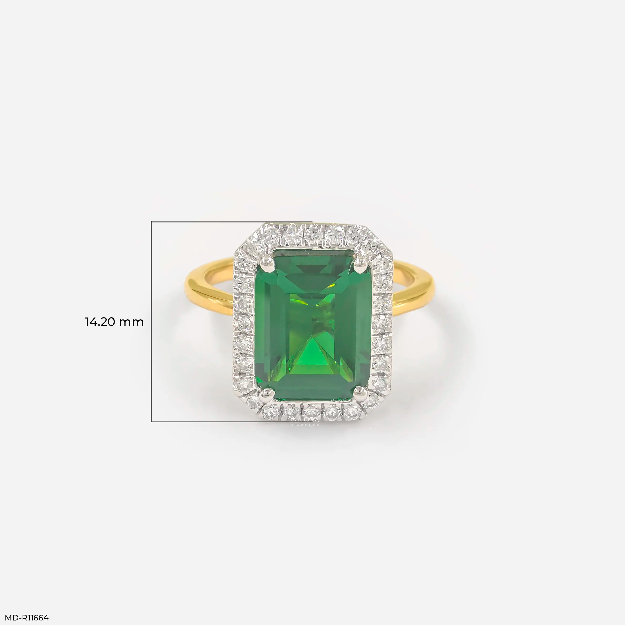 Swiss Emerald Halo Diamond Ring