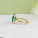 Swiss Emerald Halo Diamond Ring 9K Rose Gold