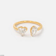 Peart Toi et Moi Solitaire Diamond Rings 9K Yellow Gold