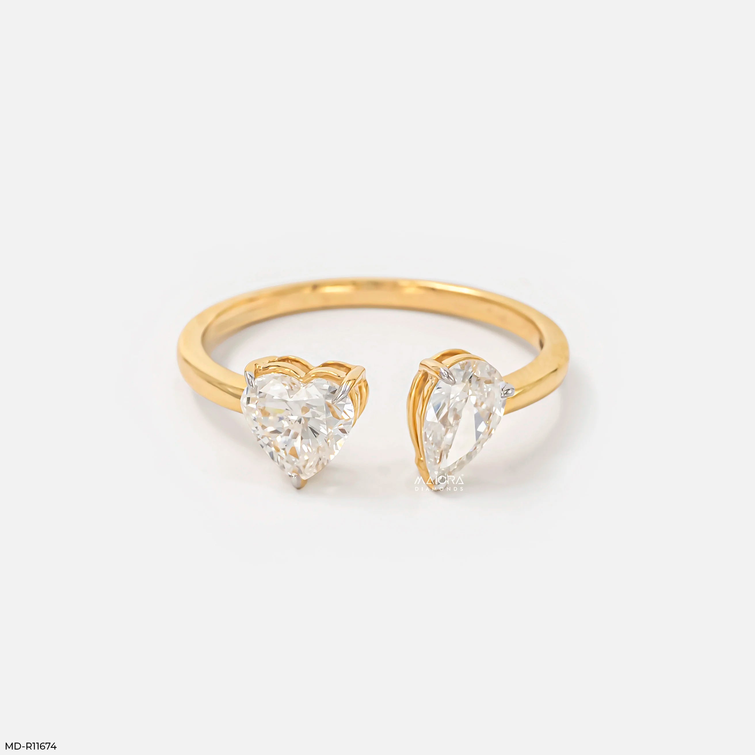 Peart Toi et Moi Solitaire Diamond Rings 9K Yellow Gold