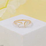 Peart Toi et Moi Solitaire Diamond Rings 9K Rose Gold