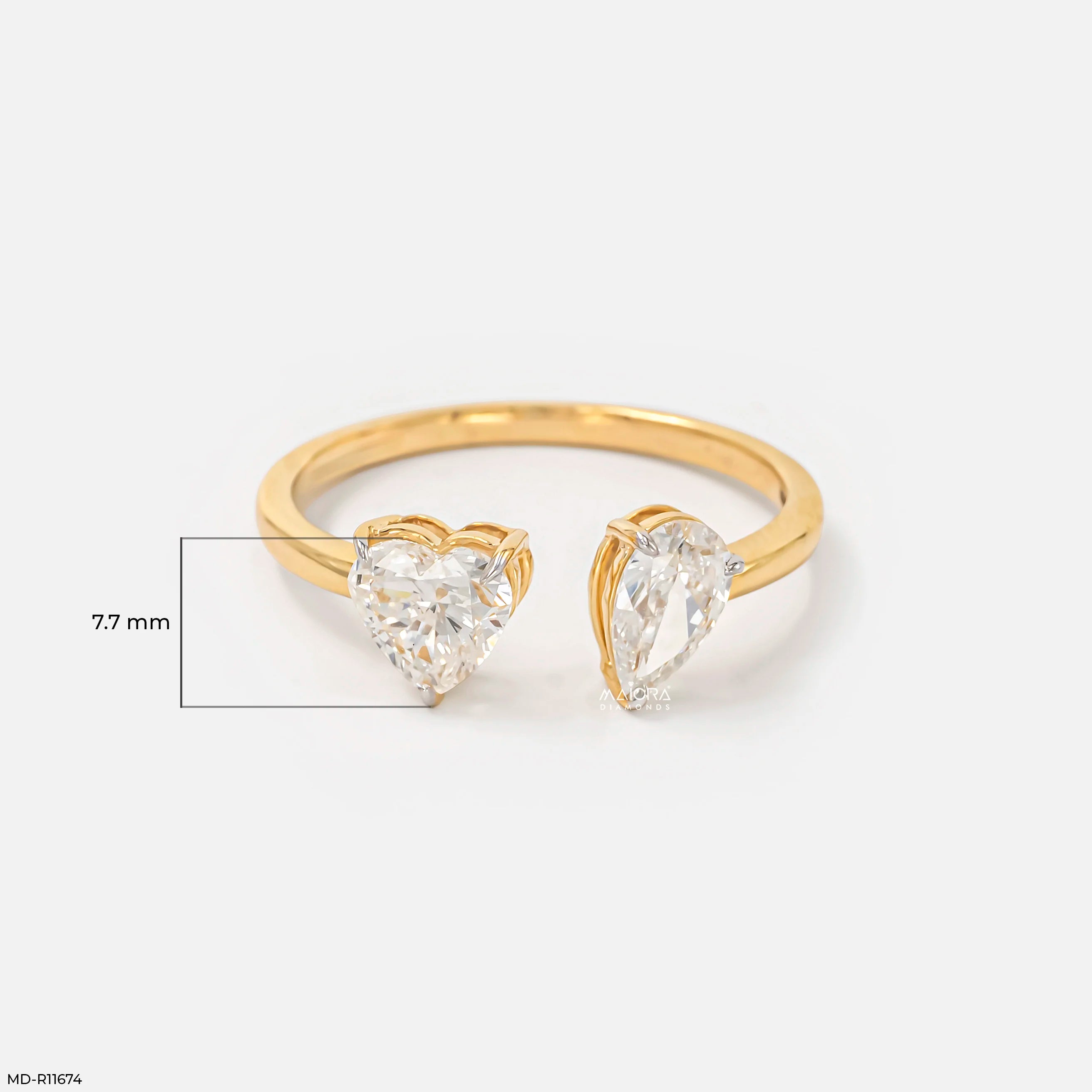 Peart Toi et Moi Solitaire Diamond Rings 9K Yellow Gold