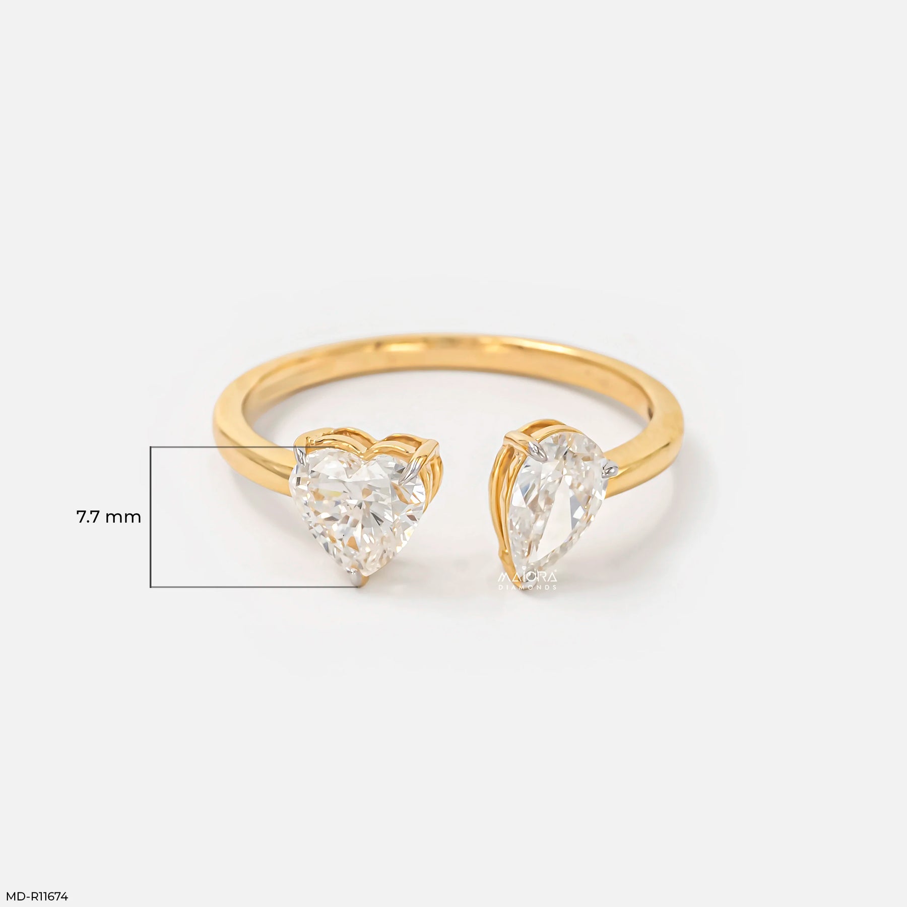 Peart Toi et Moi Solitaire Diamond Rings 9K Rose Gold