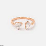 Peart Toi et Moi Solitaire Diamond Rings 18K Rose Gold