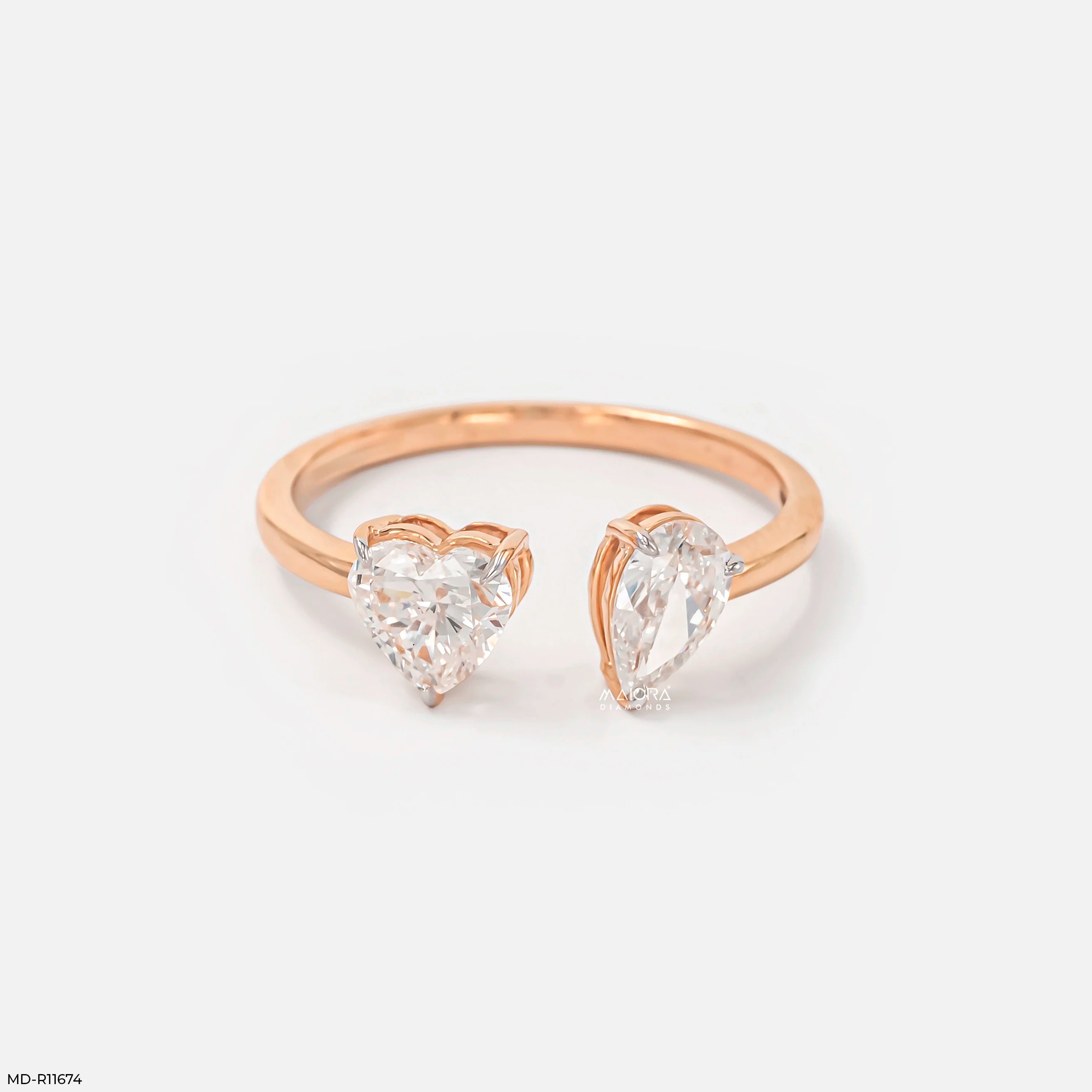 Peart Toi et Moi Solitaire Diamond Rings