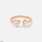 Peart Toi et Moi Solitaire Diamond Rings 9K Rose Gold