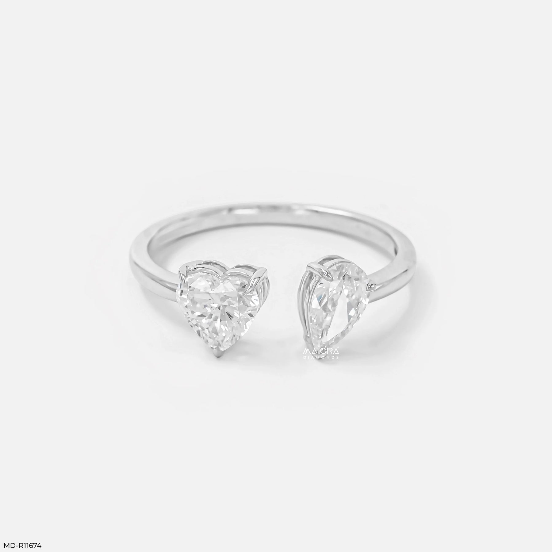 Peart Toi et Moi Solitaire Diamond Rings 9K Rose Gold