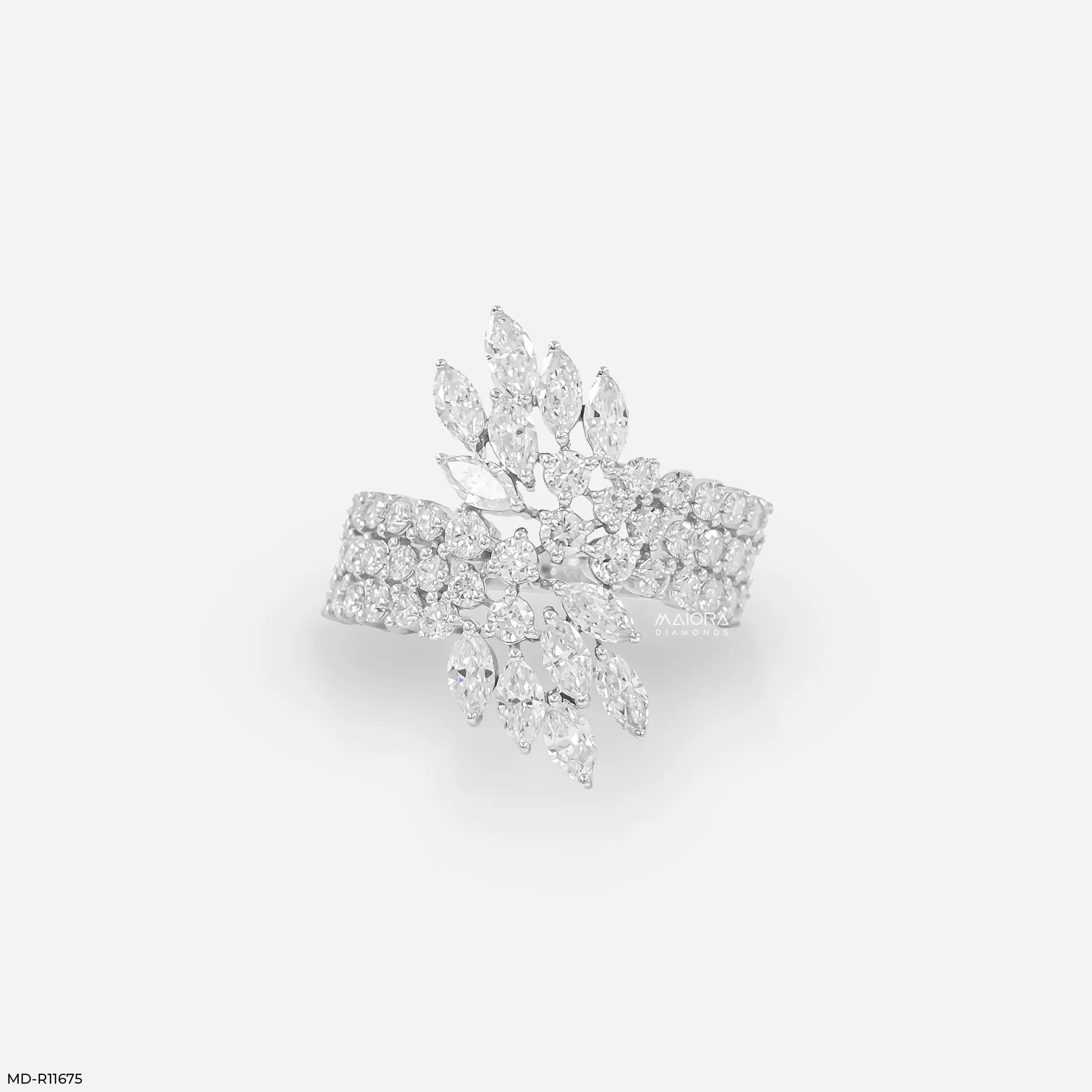 Celestial Sweep Cocktail Diamond Ring 9K White Gold