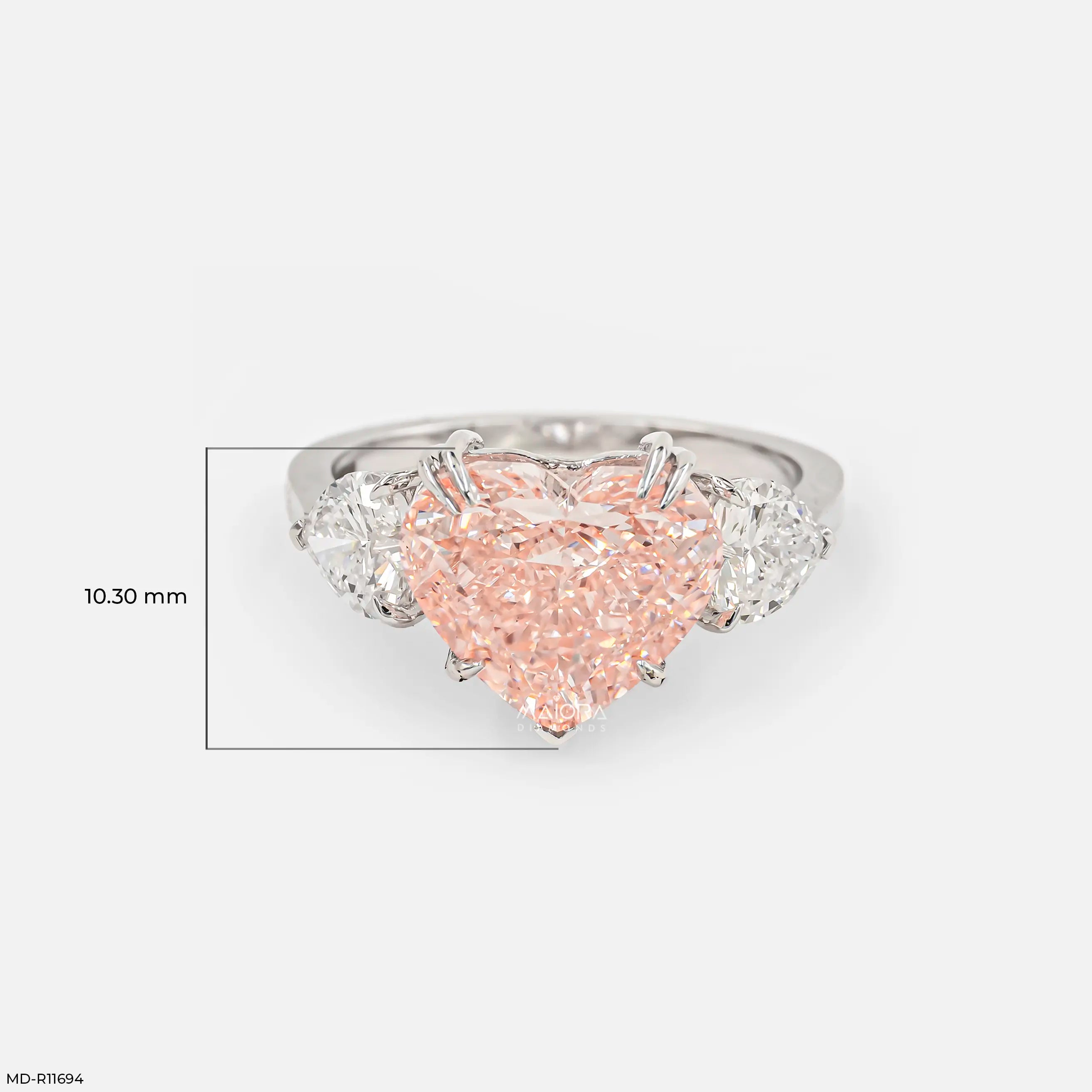 Trinity Heart Solitaire Diamond Ring 14K Yellow Gold