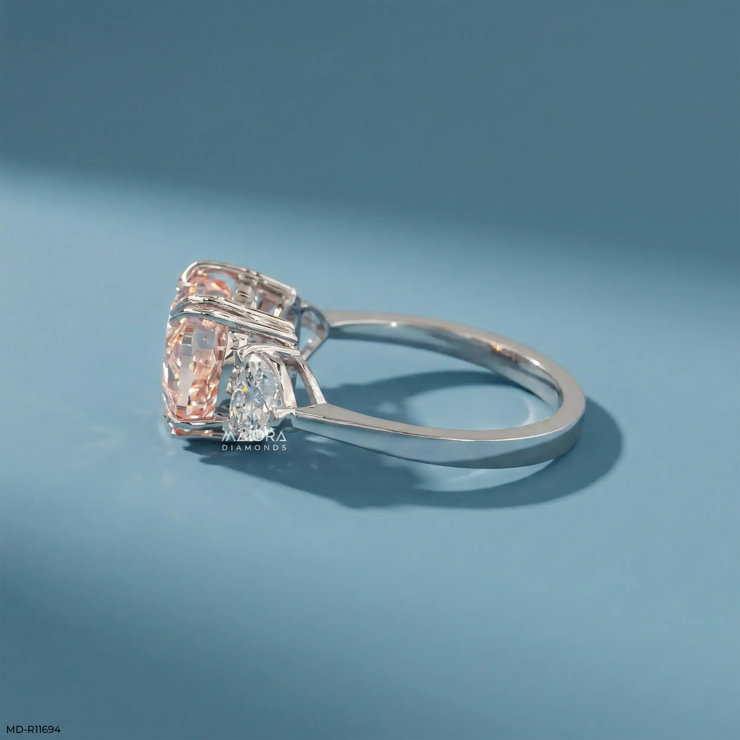 Trinity Heart Solitaire Diamond Ring 14K Yellow Gold