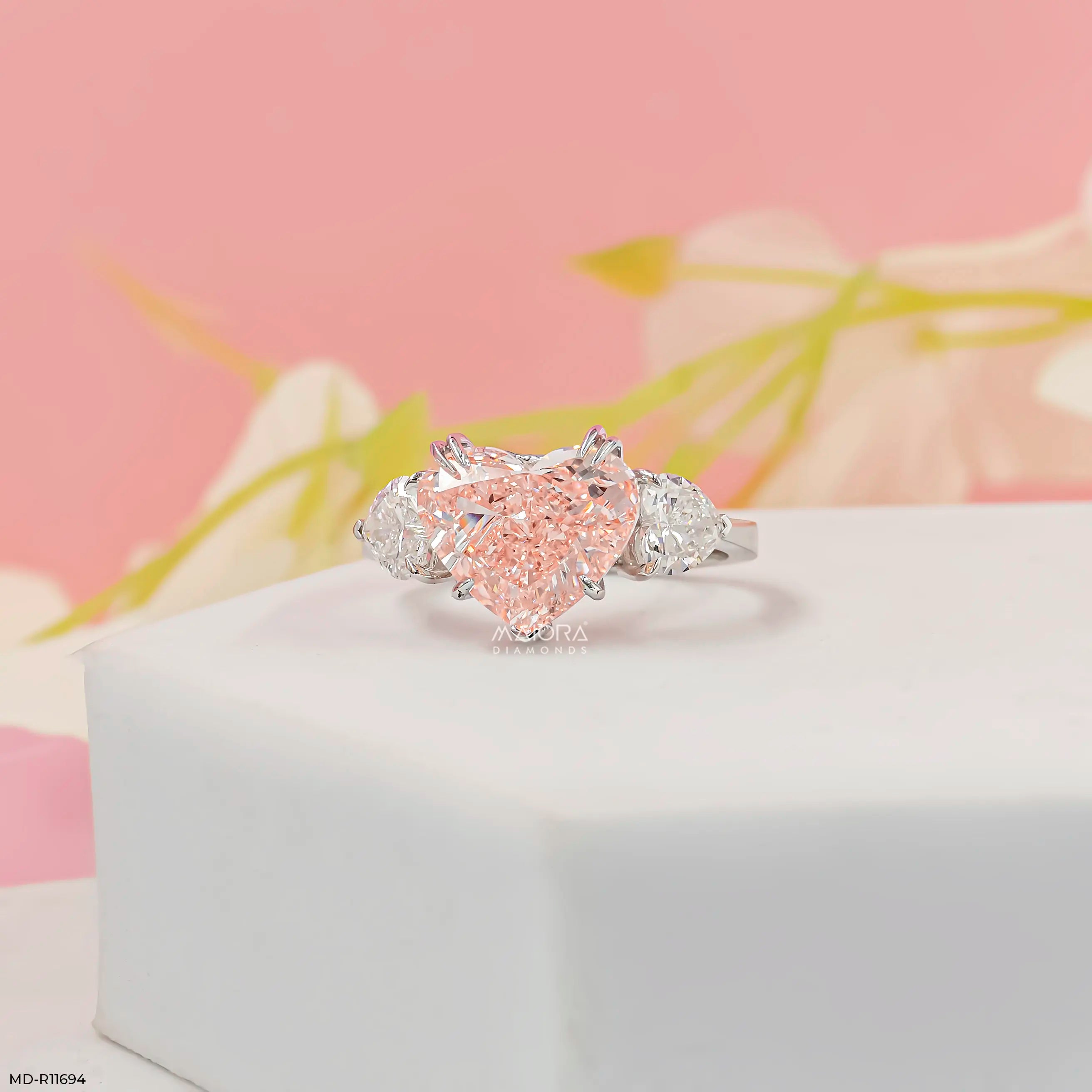Trinity Heart Solitaire Diamond Ring 14K Yellow Gold