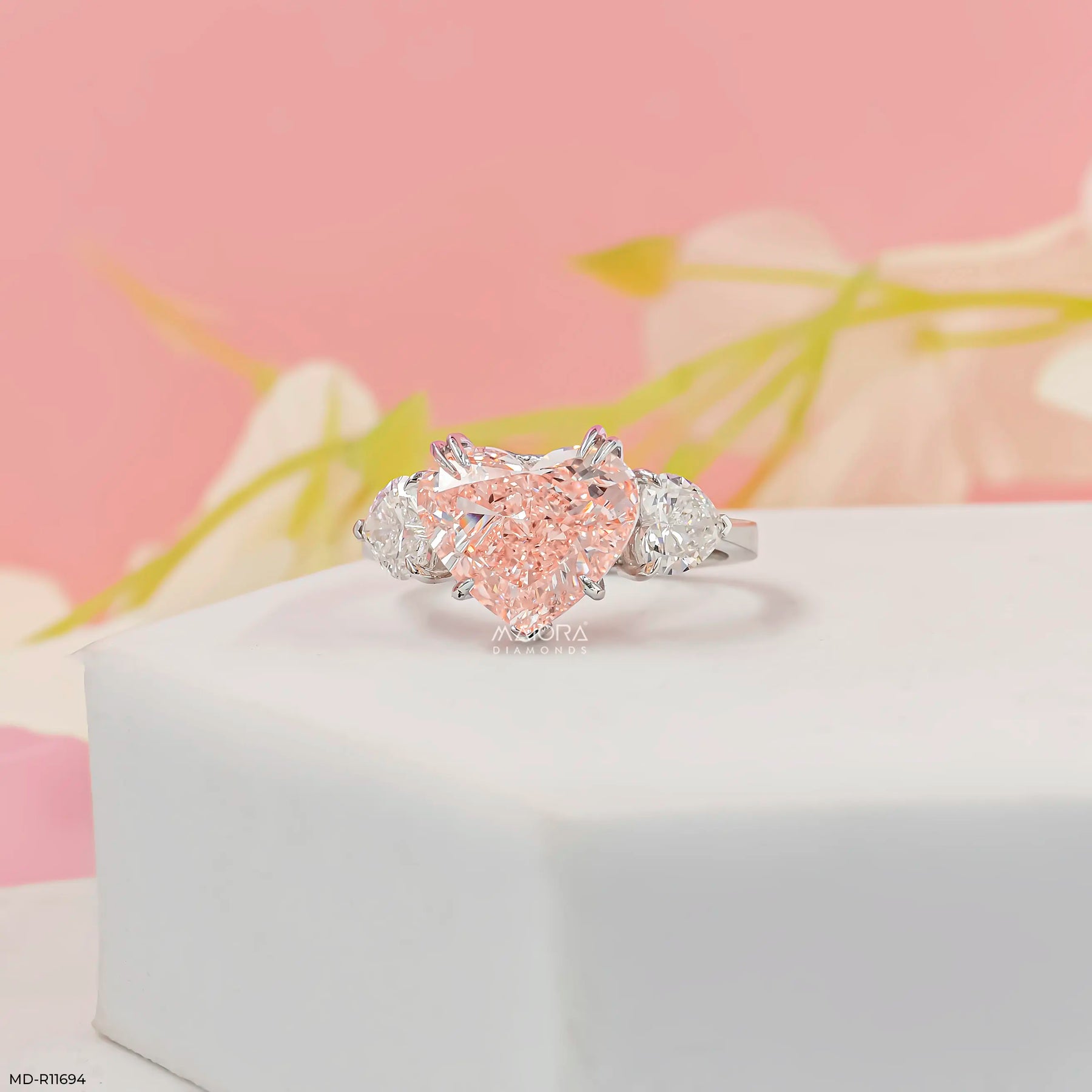 Trinity Heart Solitaire Diamond Ring Platinum 950