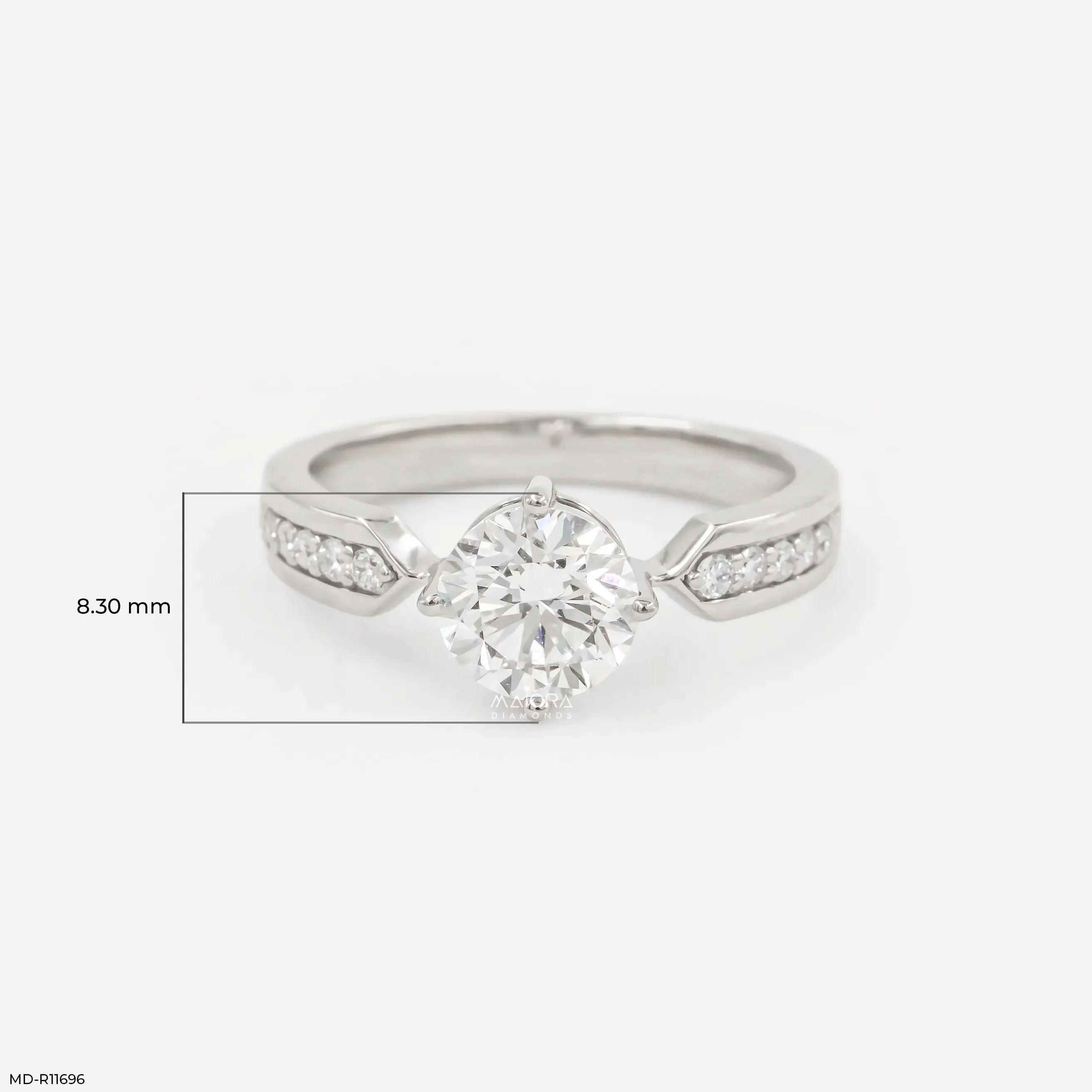 V-Sling Round Solitaire Diamond Ring 9K White Gold
