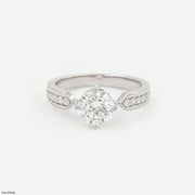 V-Sling Round Solitaire Diamond Ring 9K White Gold