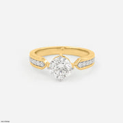 V-Sling Round Solitaire Diamond Ring 9K Yellow Gold
