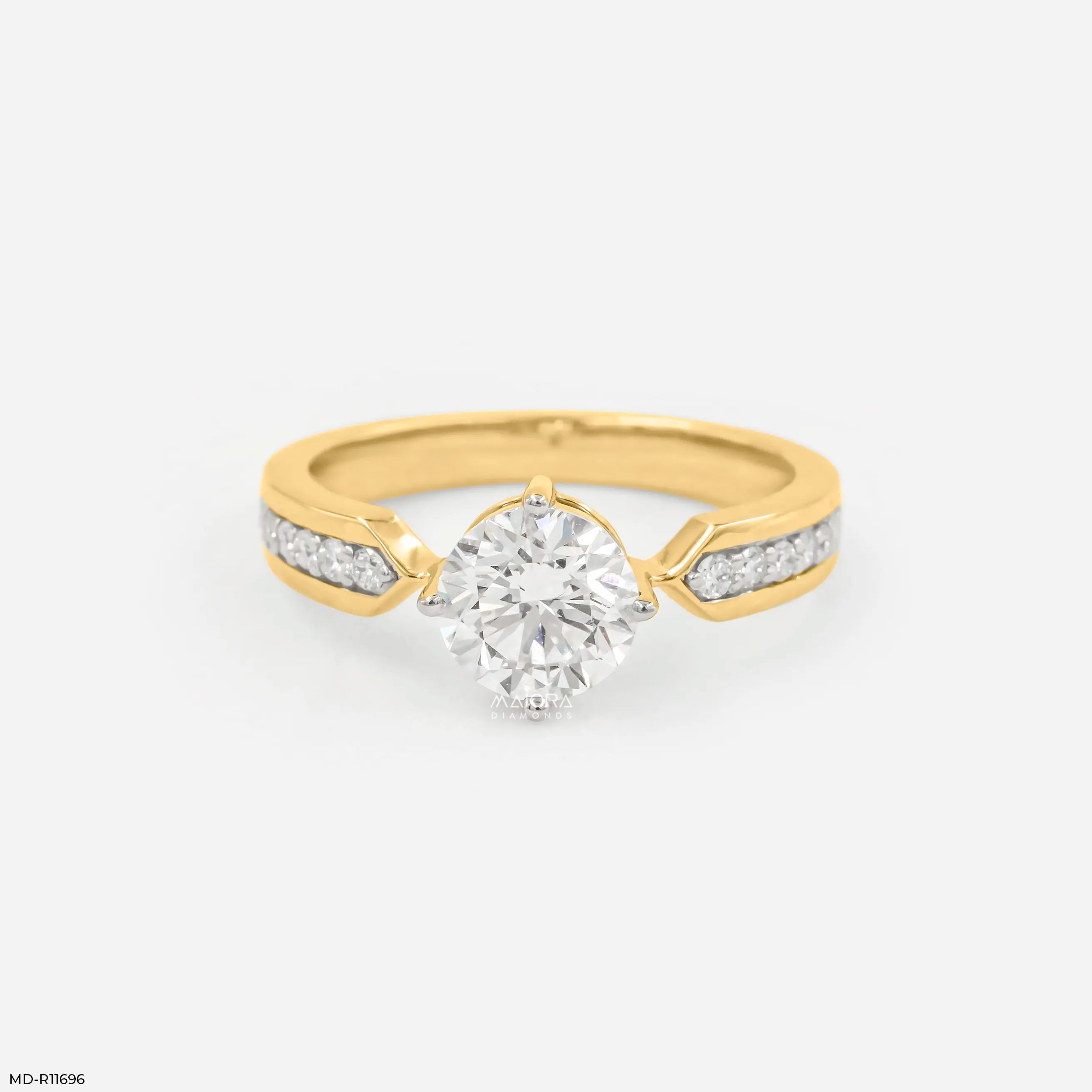 V-Sling Round Solitaire Diamond Ring 9K Yellow Gold