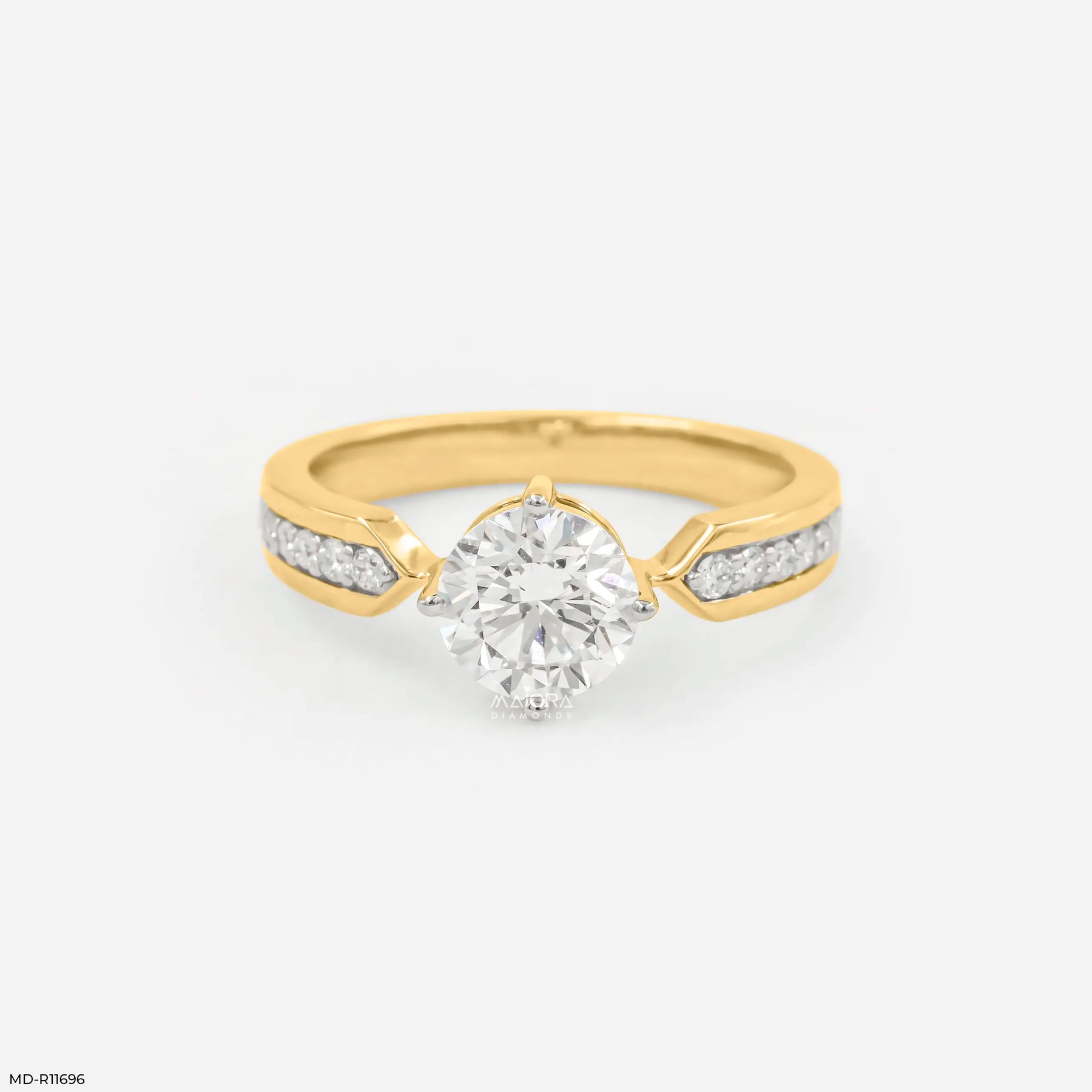 V-Sling Round Solitaire Diamond Ring 9K Rose Gold