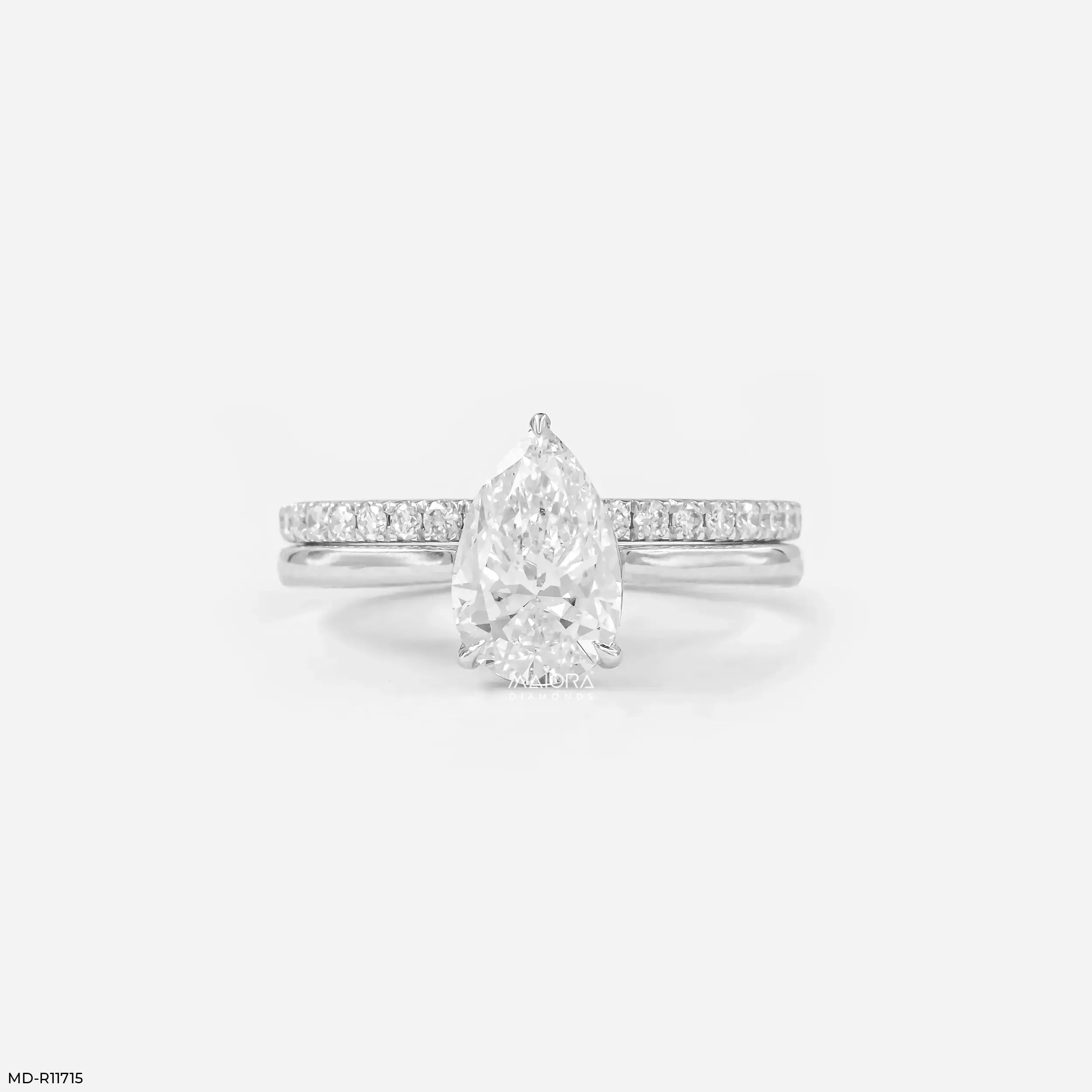 Evara Teardrop Solitaire Diamond Ring Platinum 950