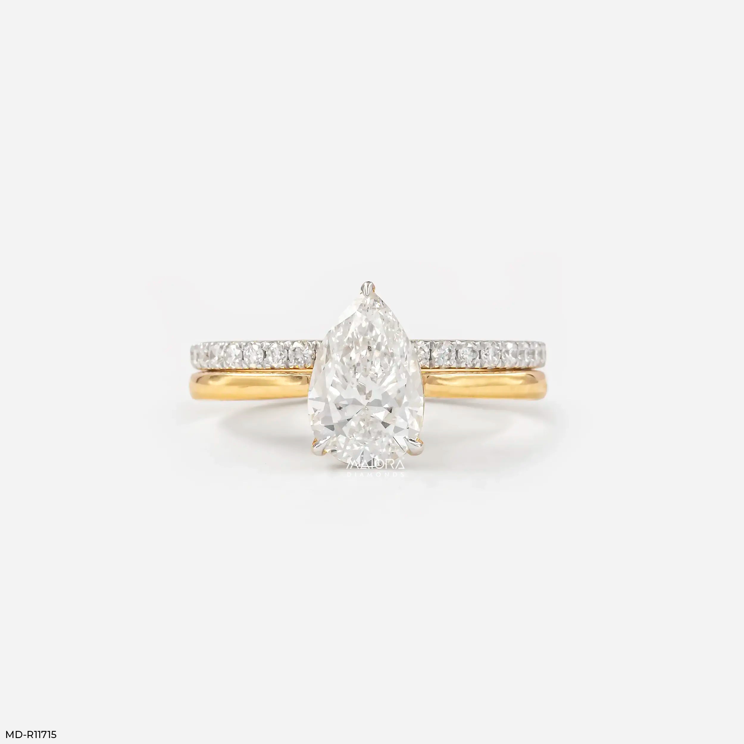Evara Teardrop Solitaire Diamond Ring 9K Yellow Gold