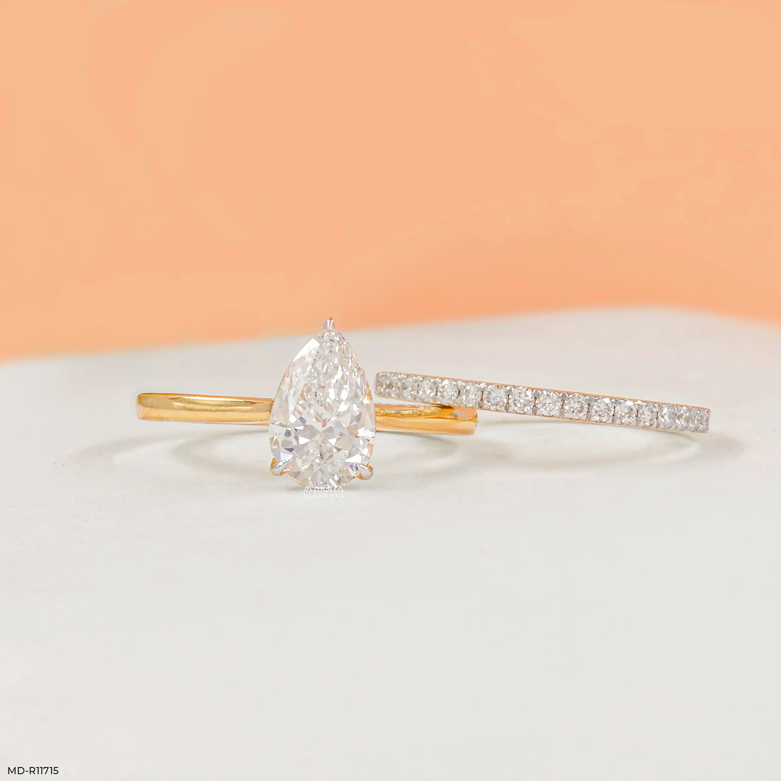 Evara Teardrop Solitaire Diamond Ring 9K White Gold