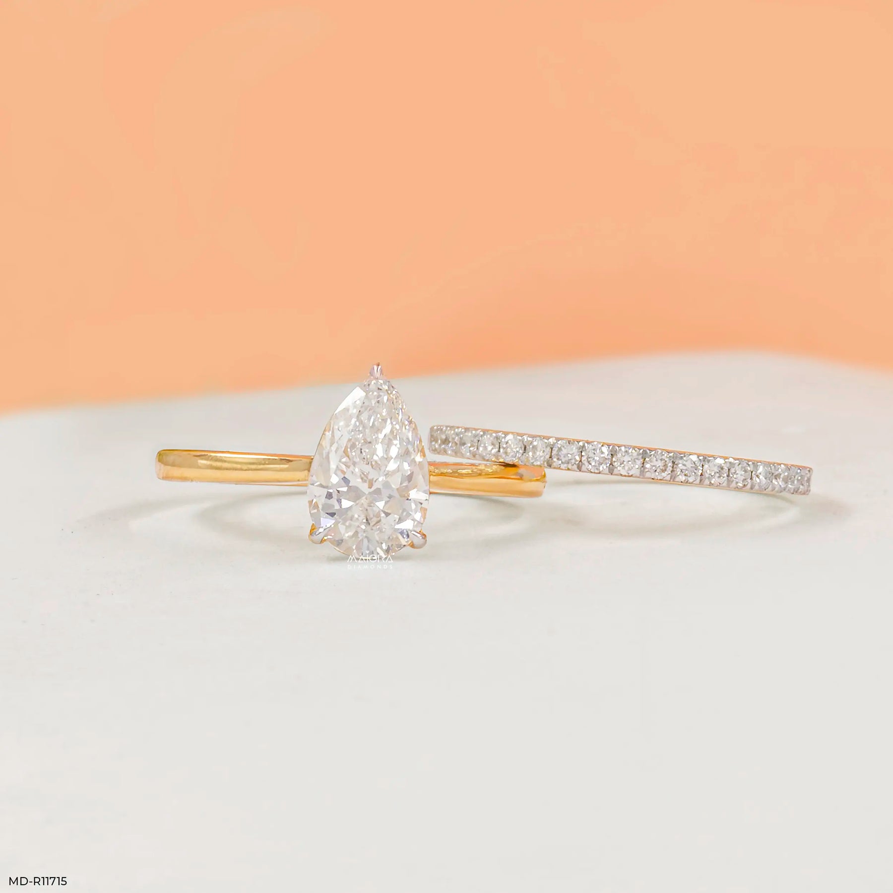 Evara Teardrop Solitaire Diamond Ring Platinum 950