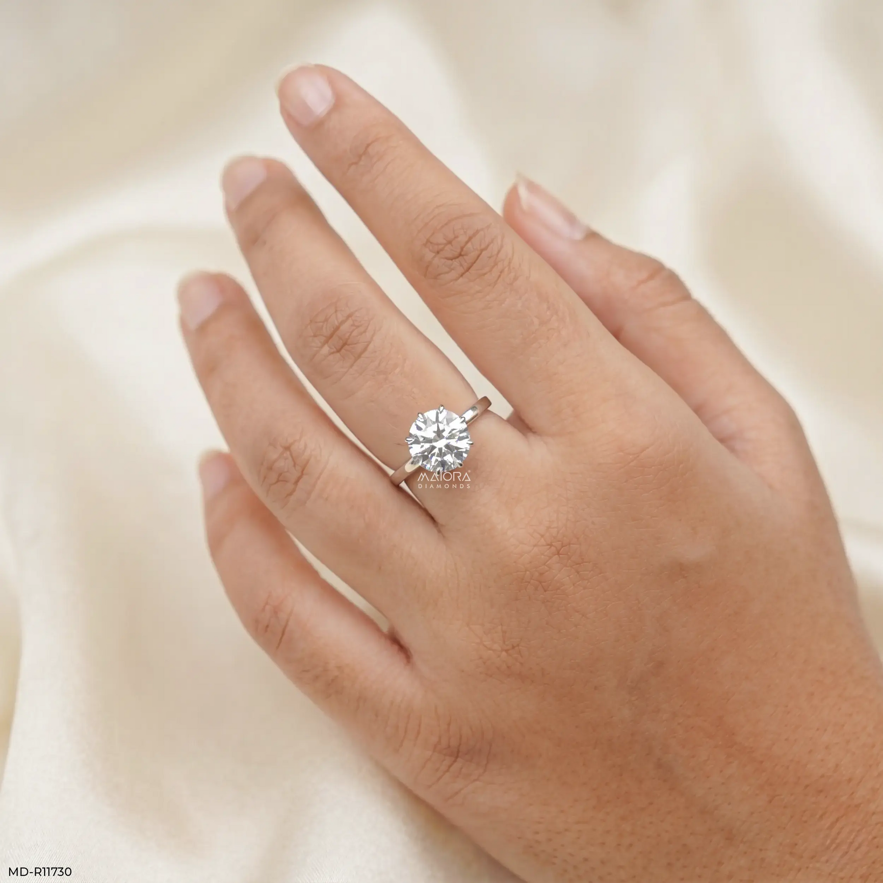 3 Carat Round Solitaire Lab Diamond Ring 14K White Gold