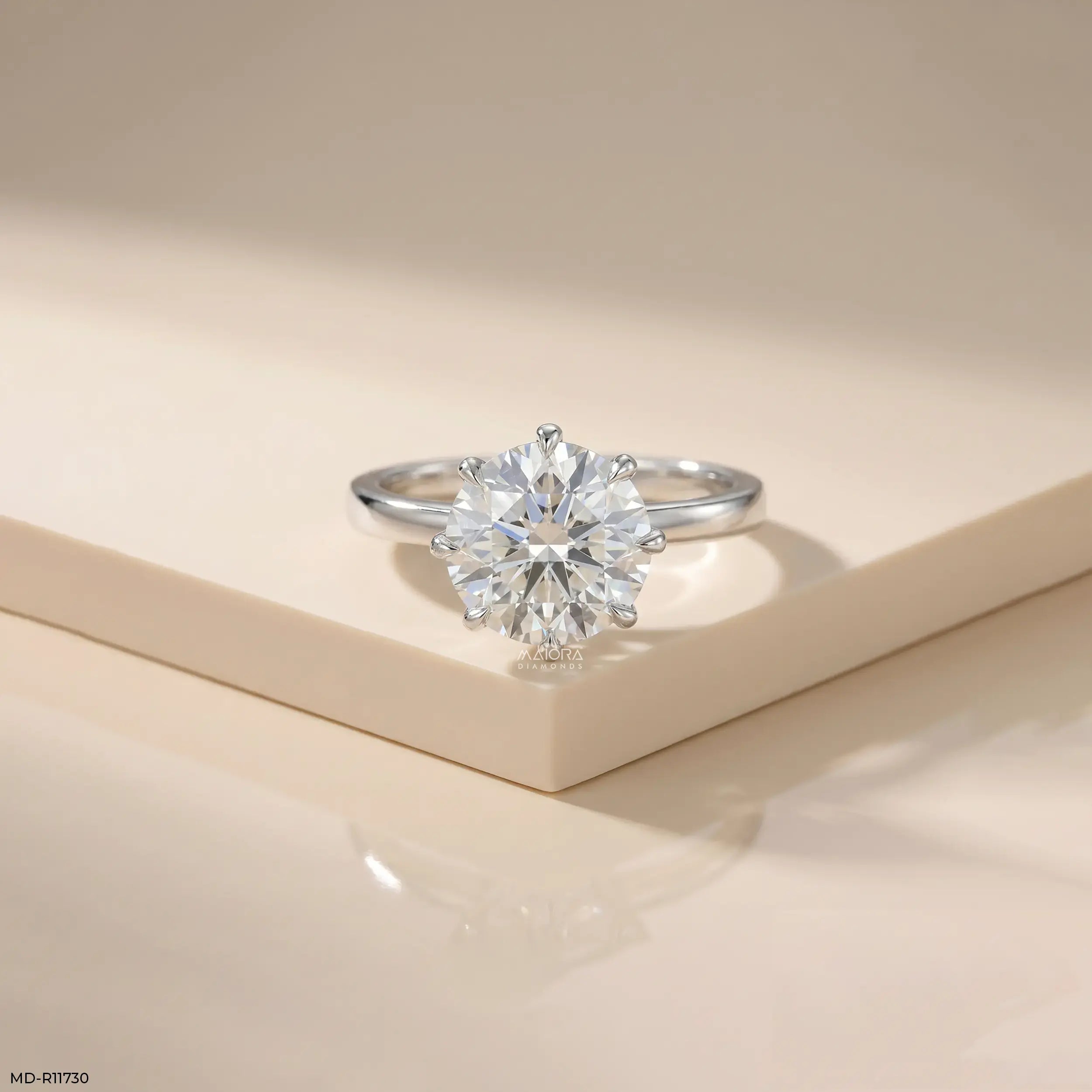 3 Carat Dazzling Round Lab Diamond Solitaire Ring 14K White Gold