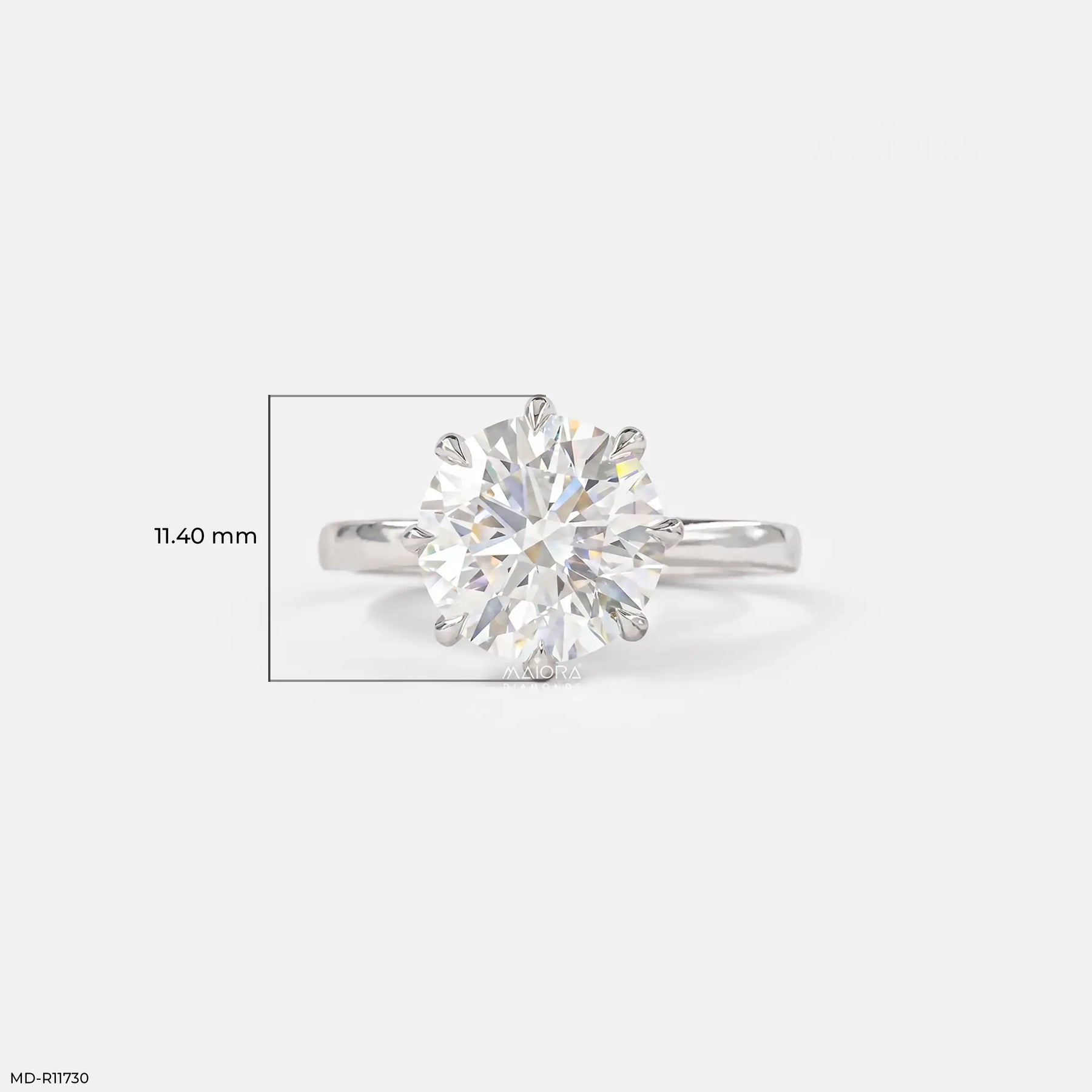 3 Carat Round Solitaire Lab Diamond Ring 14K White Gold