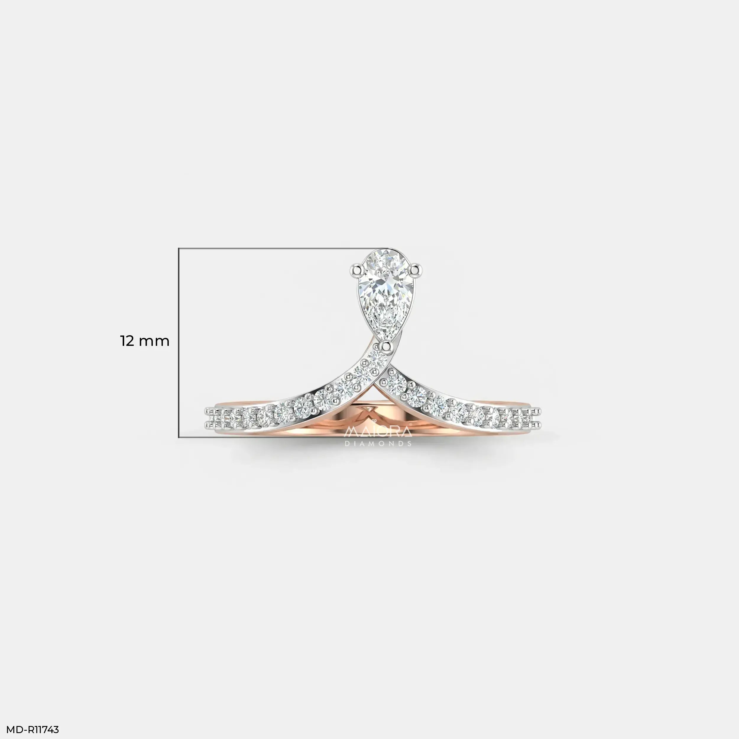 Sleek Curve Pear Vanki Diamond Ring 9K Yellow Gold