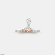 Sleek Curve Pear Vanki Diamond Ring 9K Rose Gold