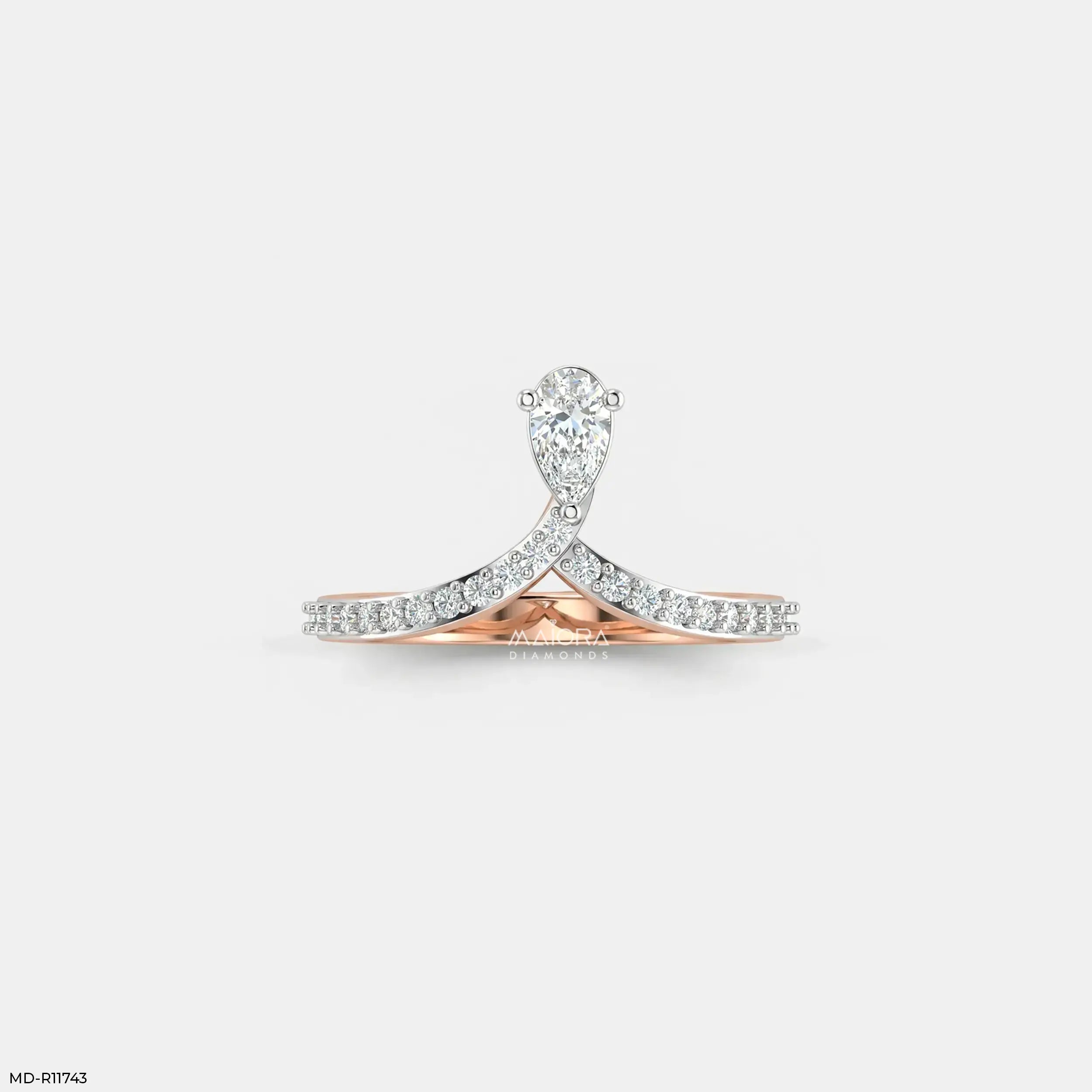 Sleek Curve Pear Vanki Diamond Ring 9K Yellow Gold