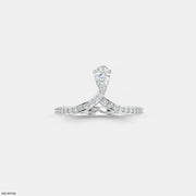 Sleek Curve Pear Vanki Diamond Ring 14K White Gold