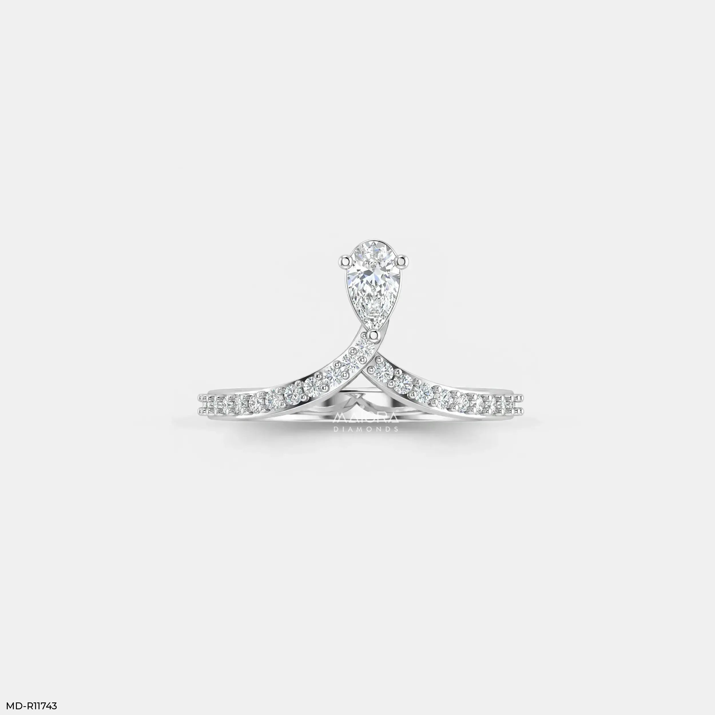 Sleek Curve Pear Vanki Diamond Ring 9K Yellow Gold