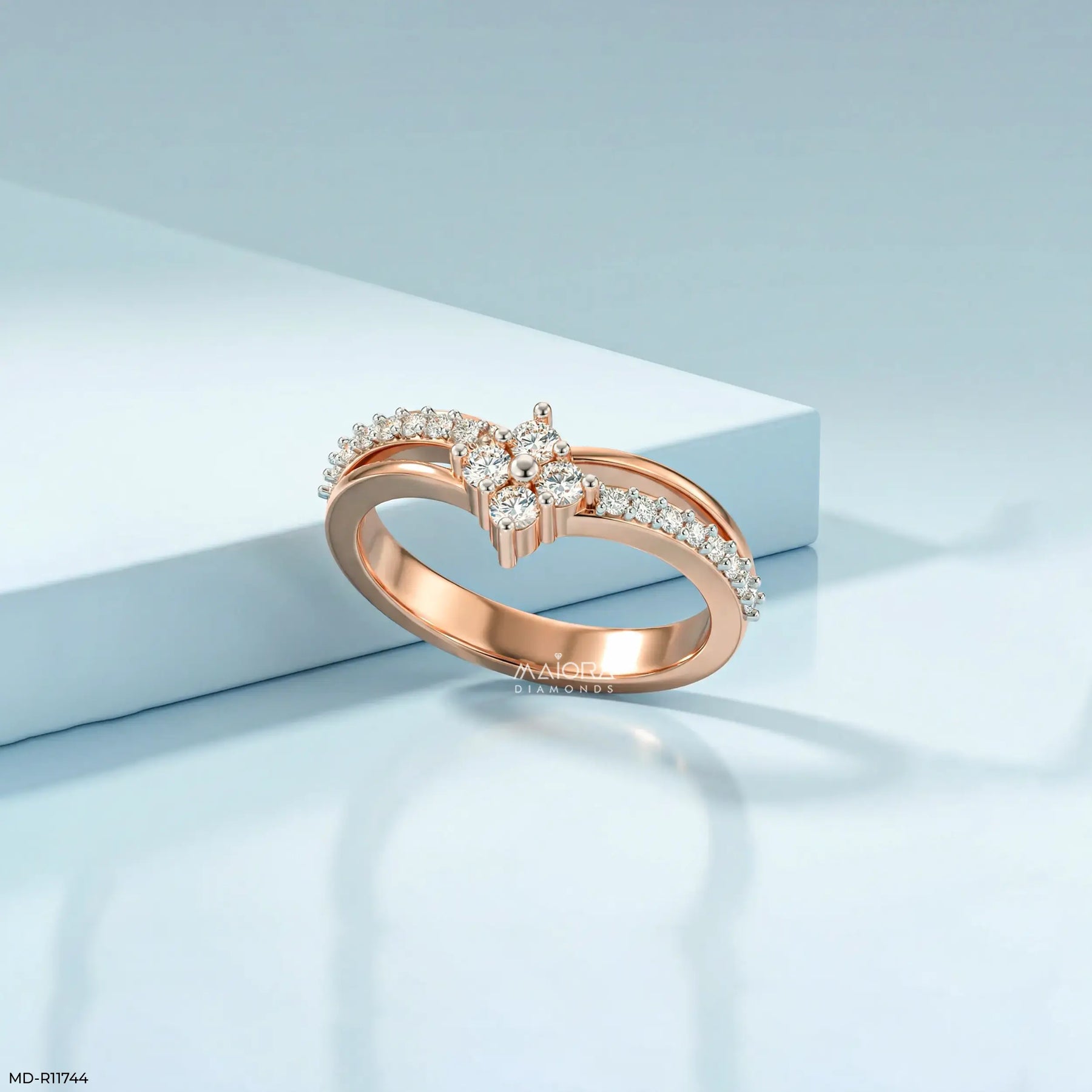 Solaris Link Vanki Diamond Ring 9K Rose Gold