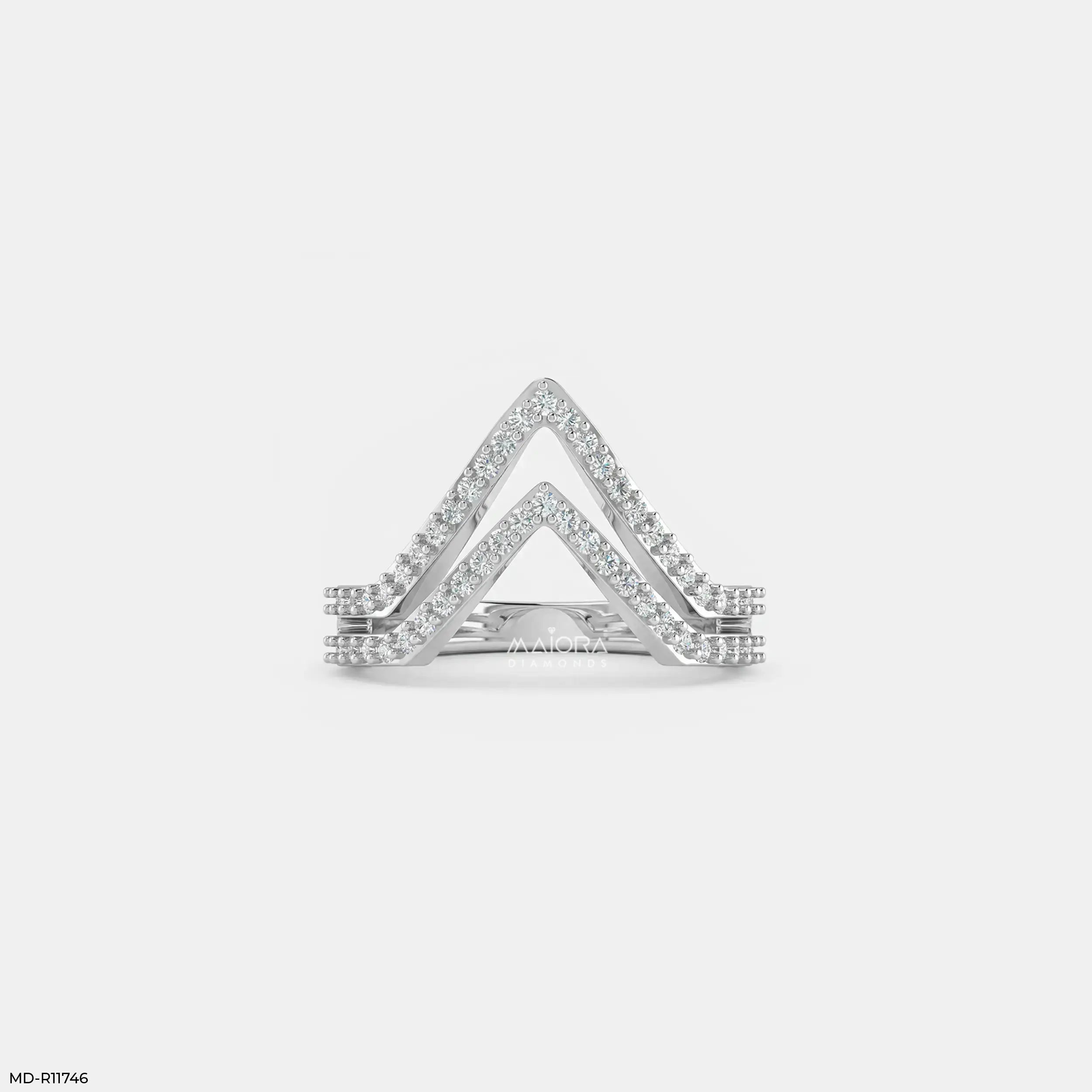 Twin Sparkle Peaks Vanki Diamond Ring 9K Yellow Gold