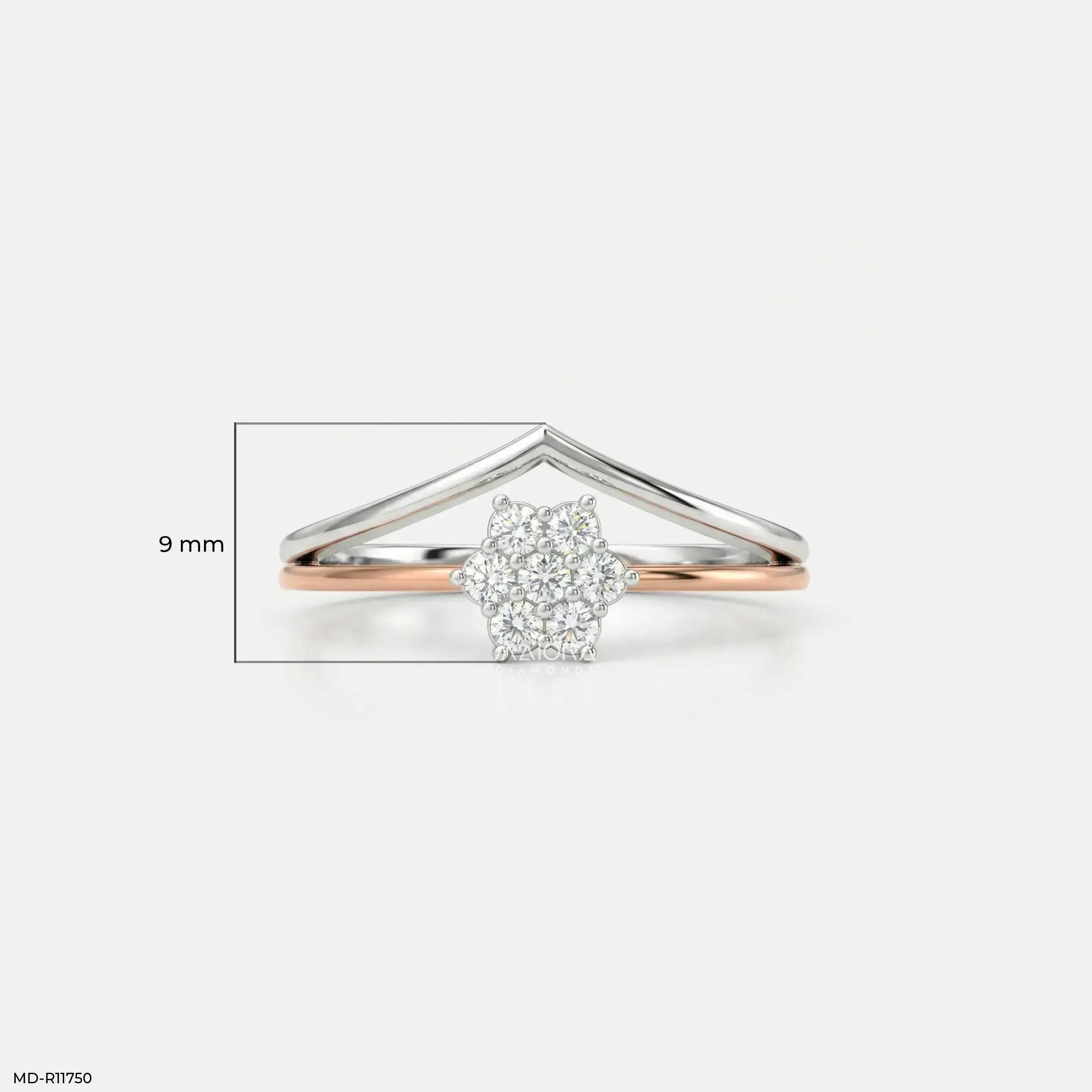 Arrow Cluster Vanki Diamond Ring 9K Yellow Gold