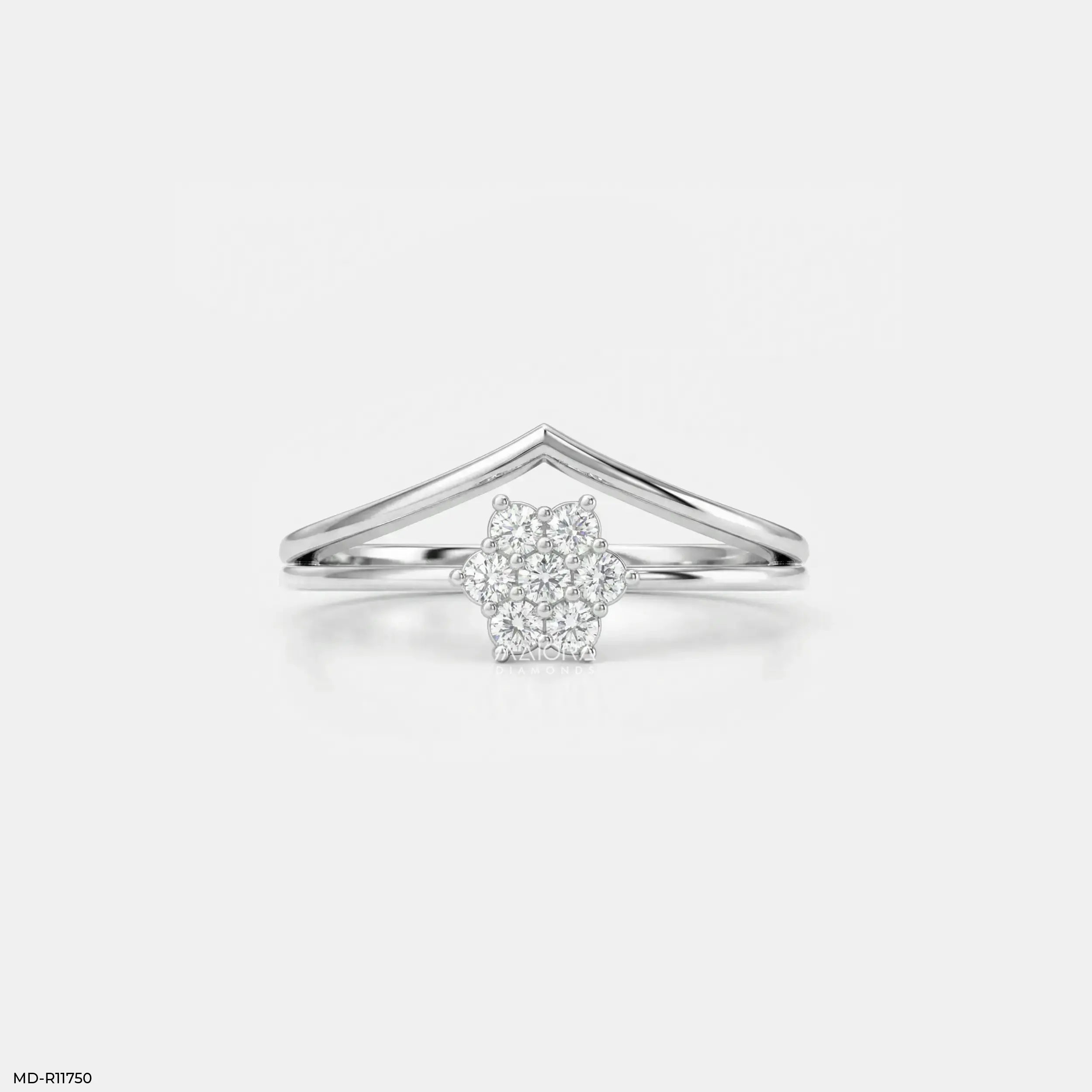 Arrow Cluster Vanki Diamond Ring 9K Yellow Gold