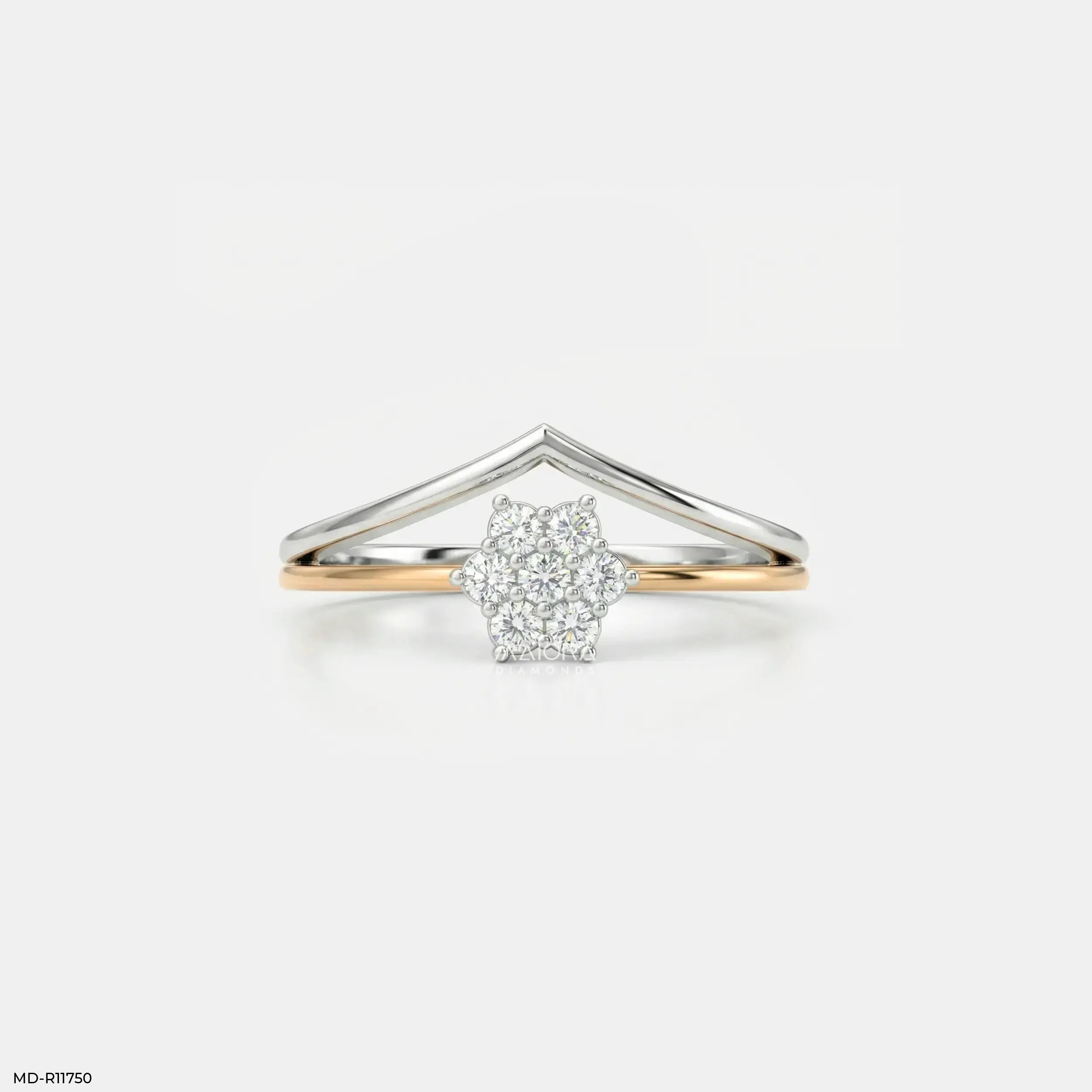 Arrow Cluster Vanki Diamond Ring 9K Yellow Gold