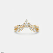 Twin Line Pear Vanki Diamond Ring 9K Yellow Gold