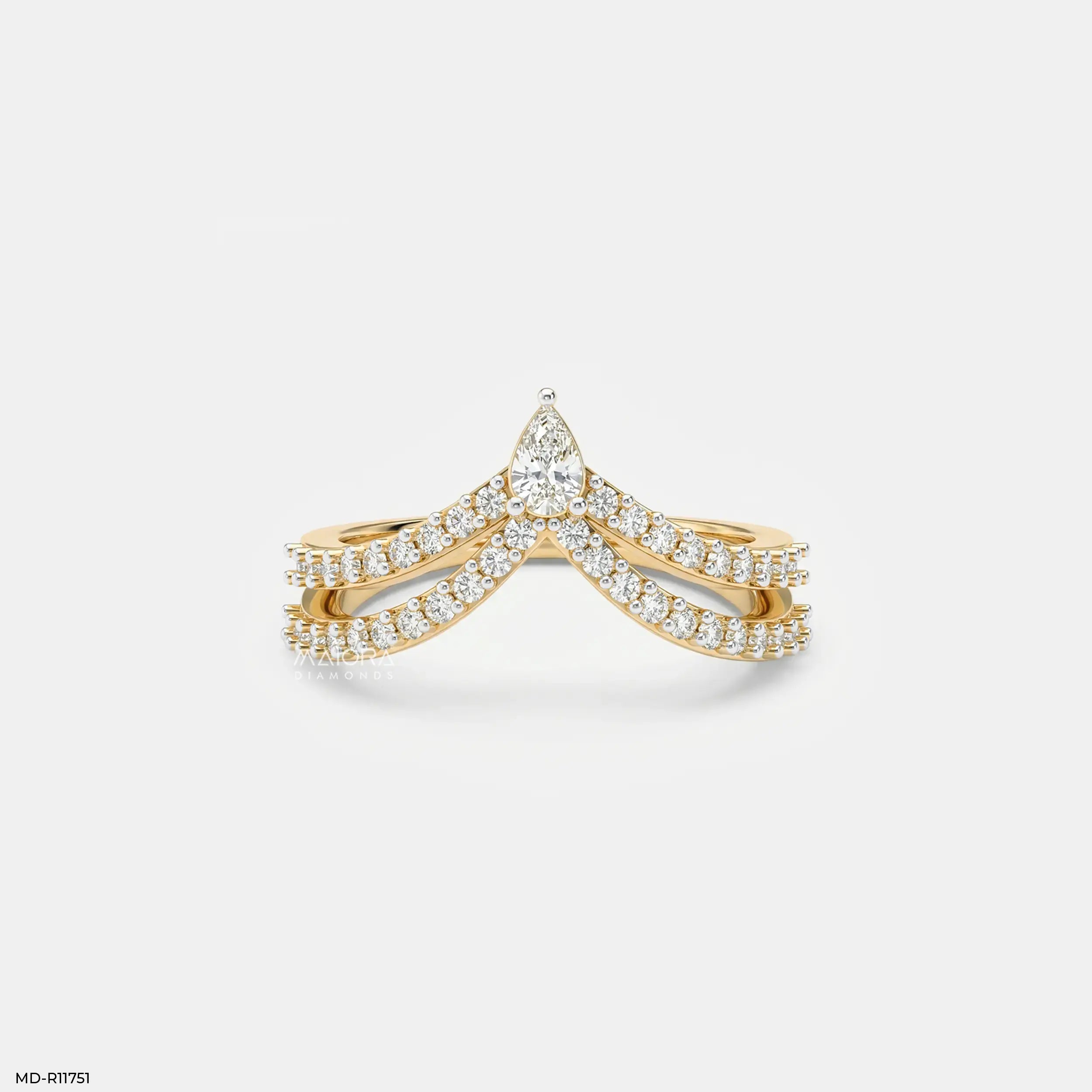 Twin Line Pear Vanki Diamond Ring