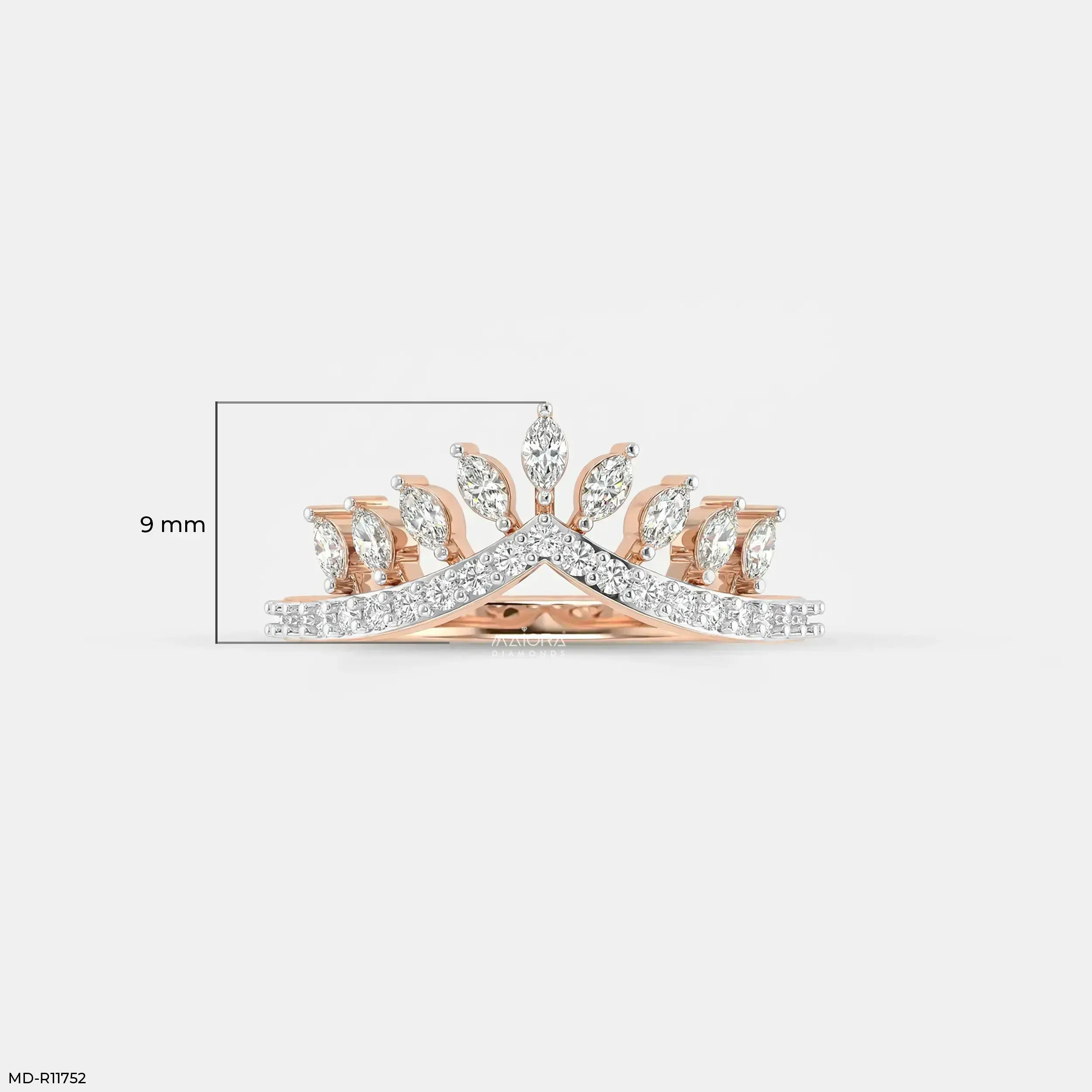 Marquise Crown Vanki Diamond Ring 9K Yellow Gold