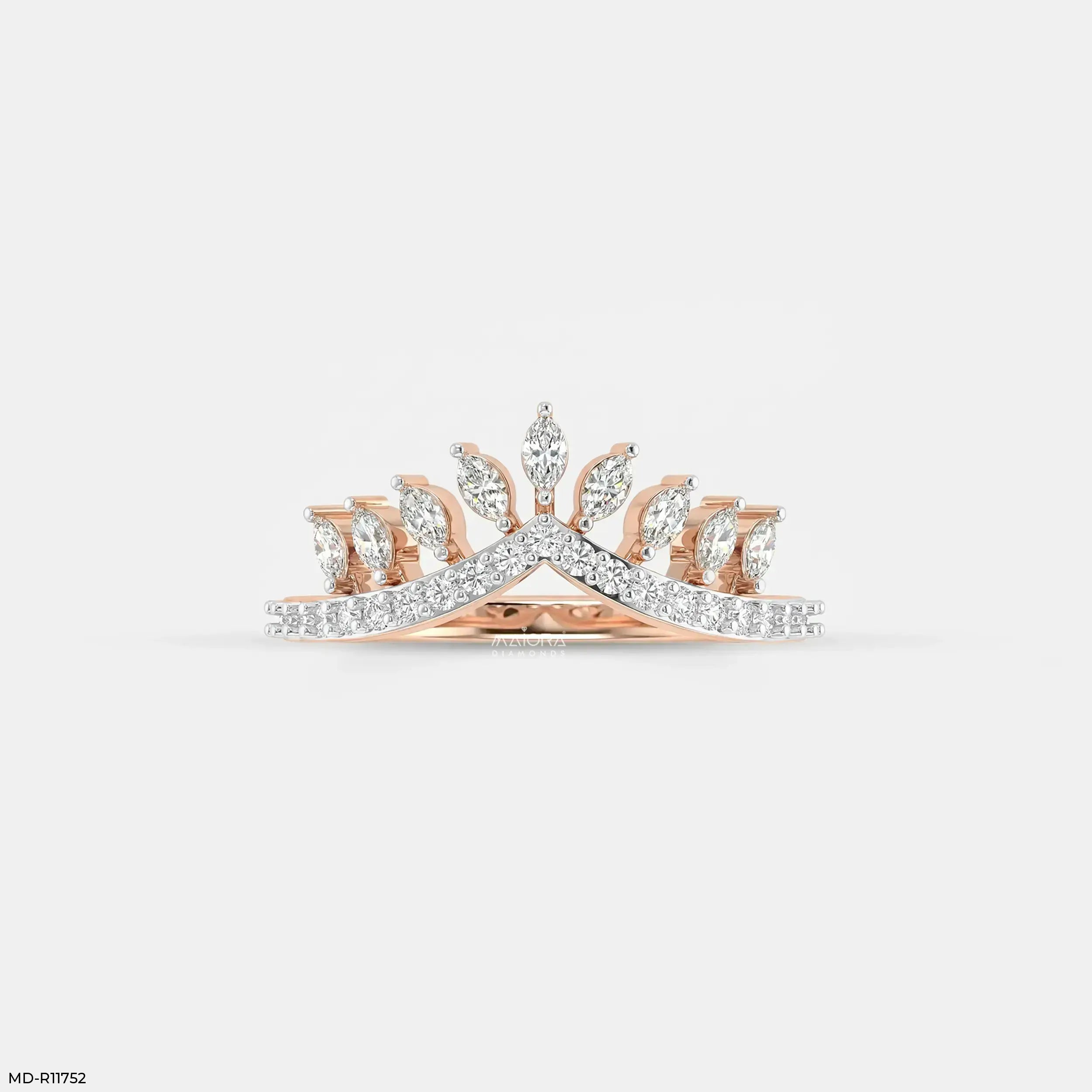 Marquise Crown Vanki Diamond Ring 9K Yellow Gold