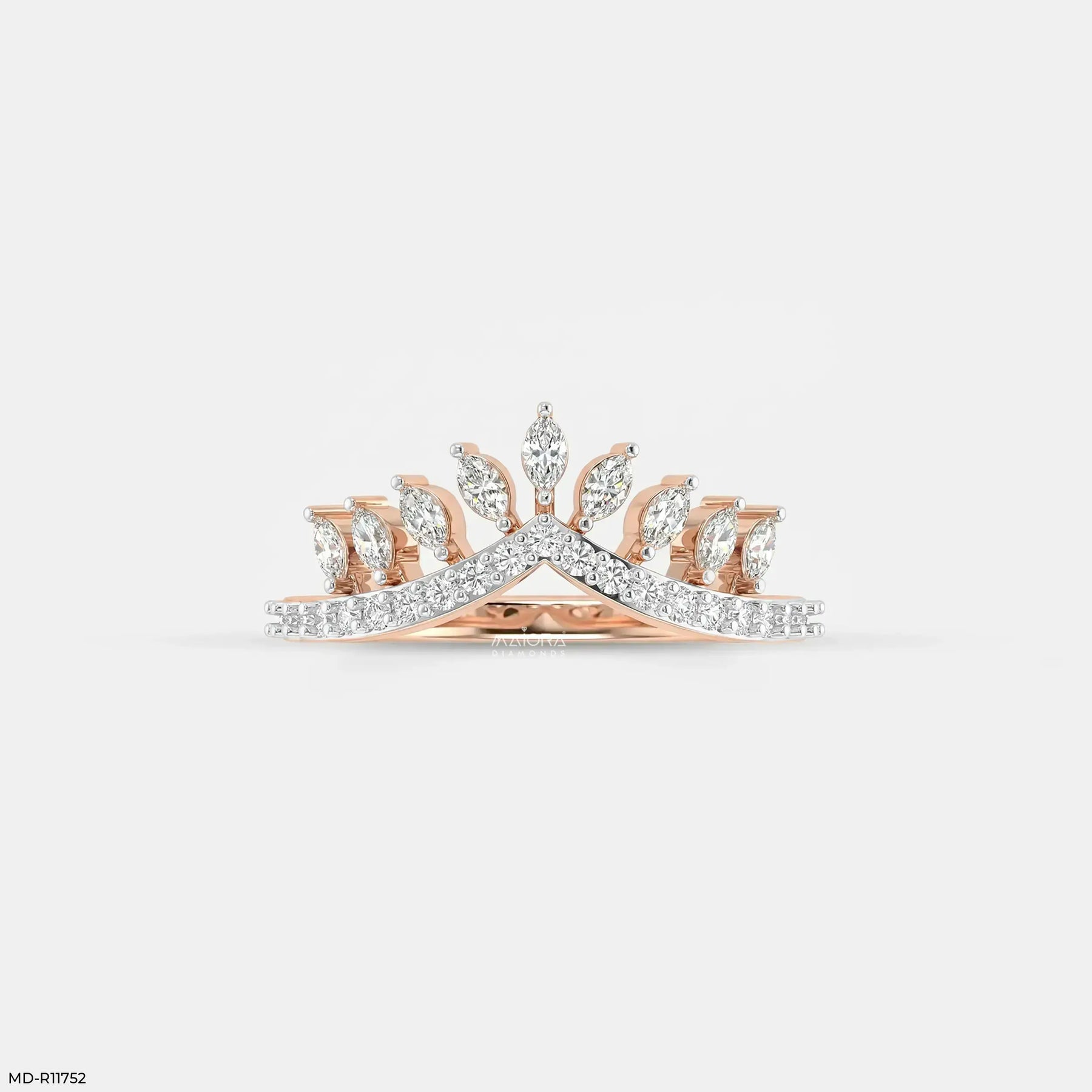 Marquise Crown Diamond Ring 9K Yellow Gold