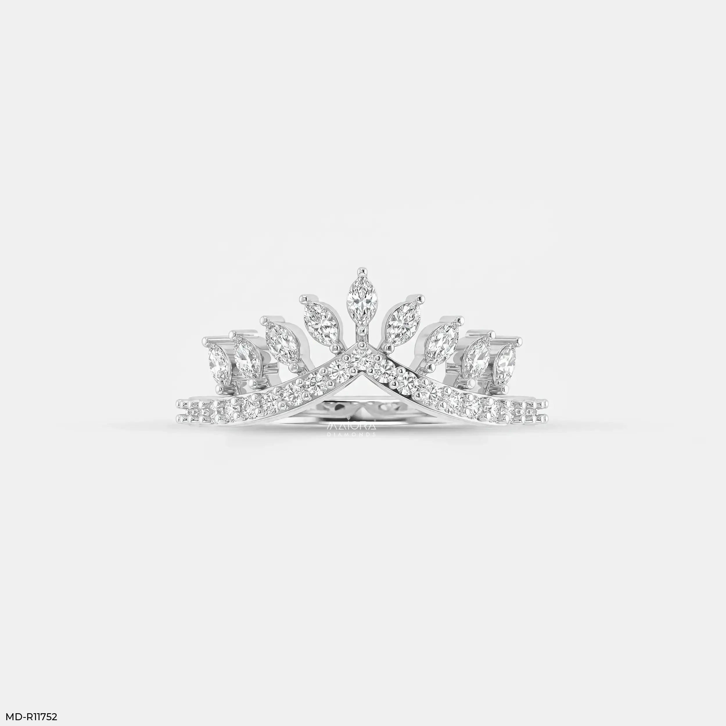 Marquise Crown Vanki Diamond Ring 9K Yellow Gold