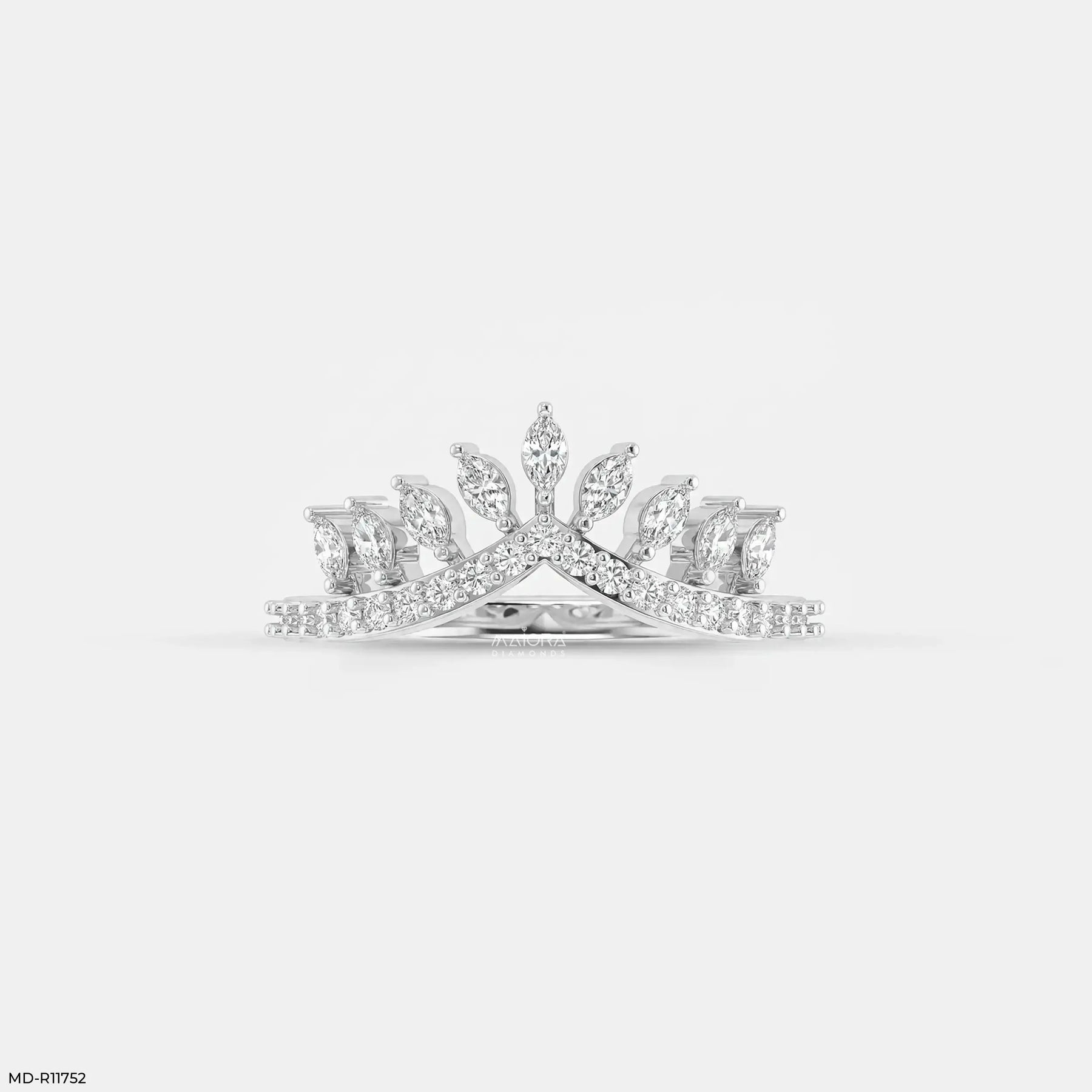 Marquise Crown Diamond Ring 9K Yellow Gold