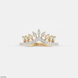 Marquise Crown Diamond Ring 9K Yellow Gold