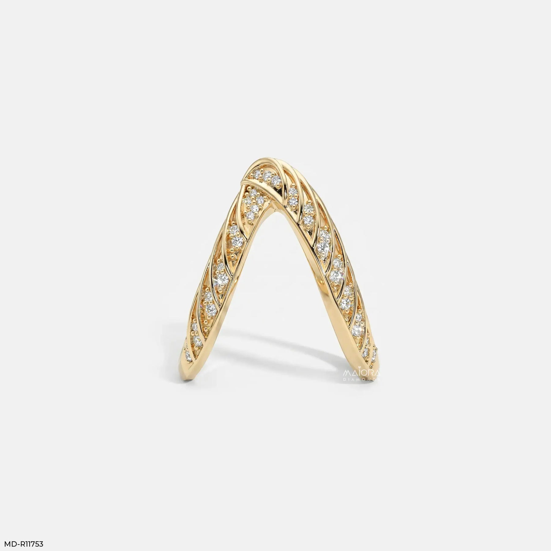 Crossover Cells Pave Diamond Ring 9K White Gold