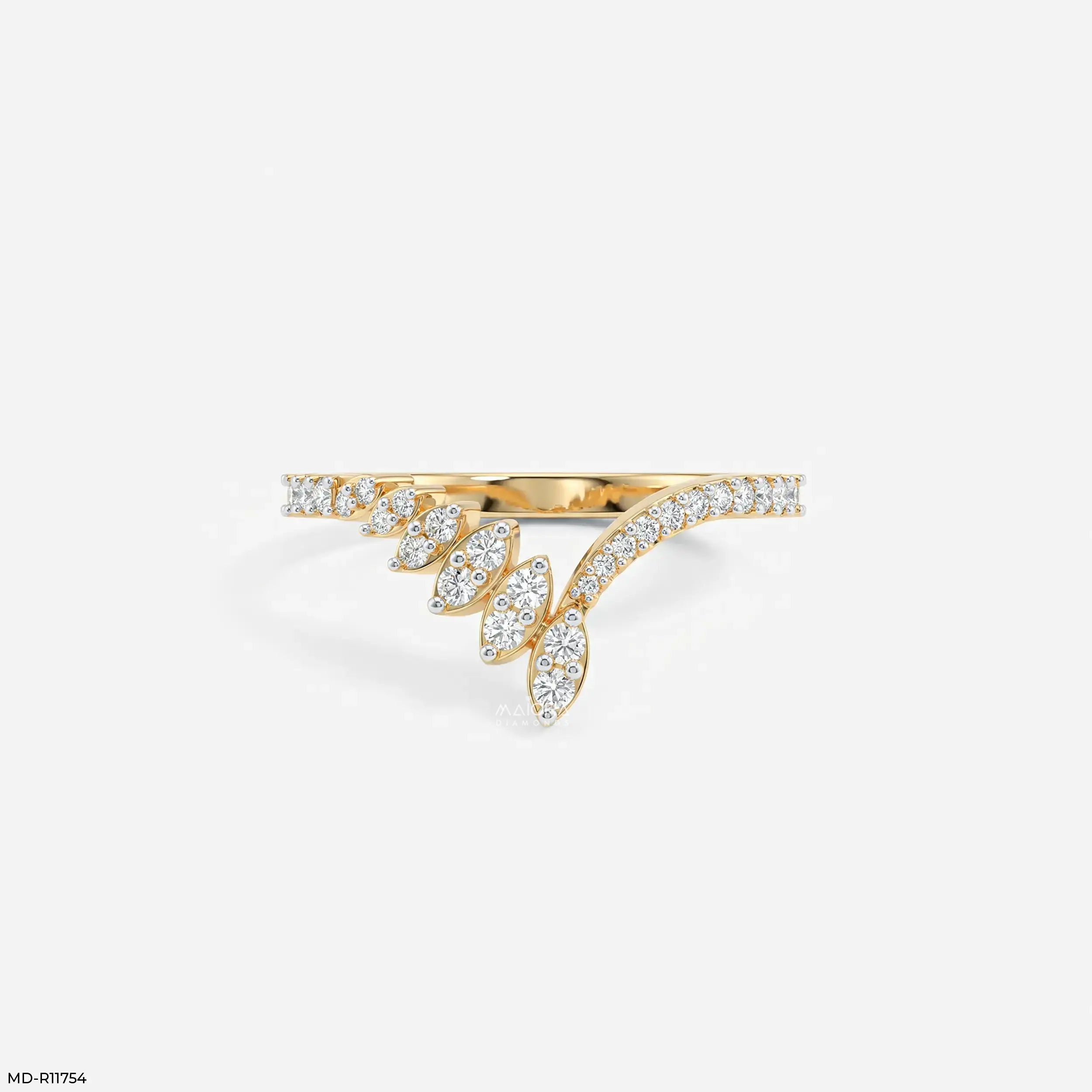 Glacier Fusion Fern Vanki Diamond Ring 9K Yellow Gold